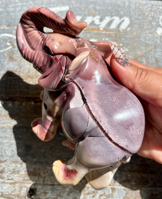 Gorgeous Hand Carved Mookaite Elephant