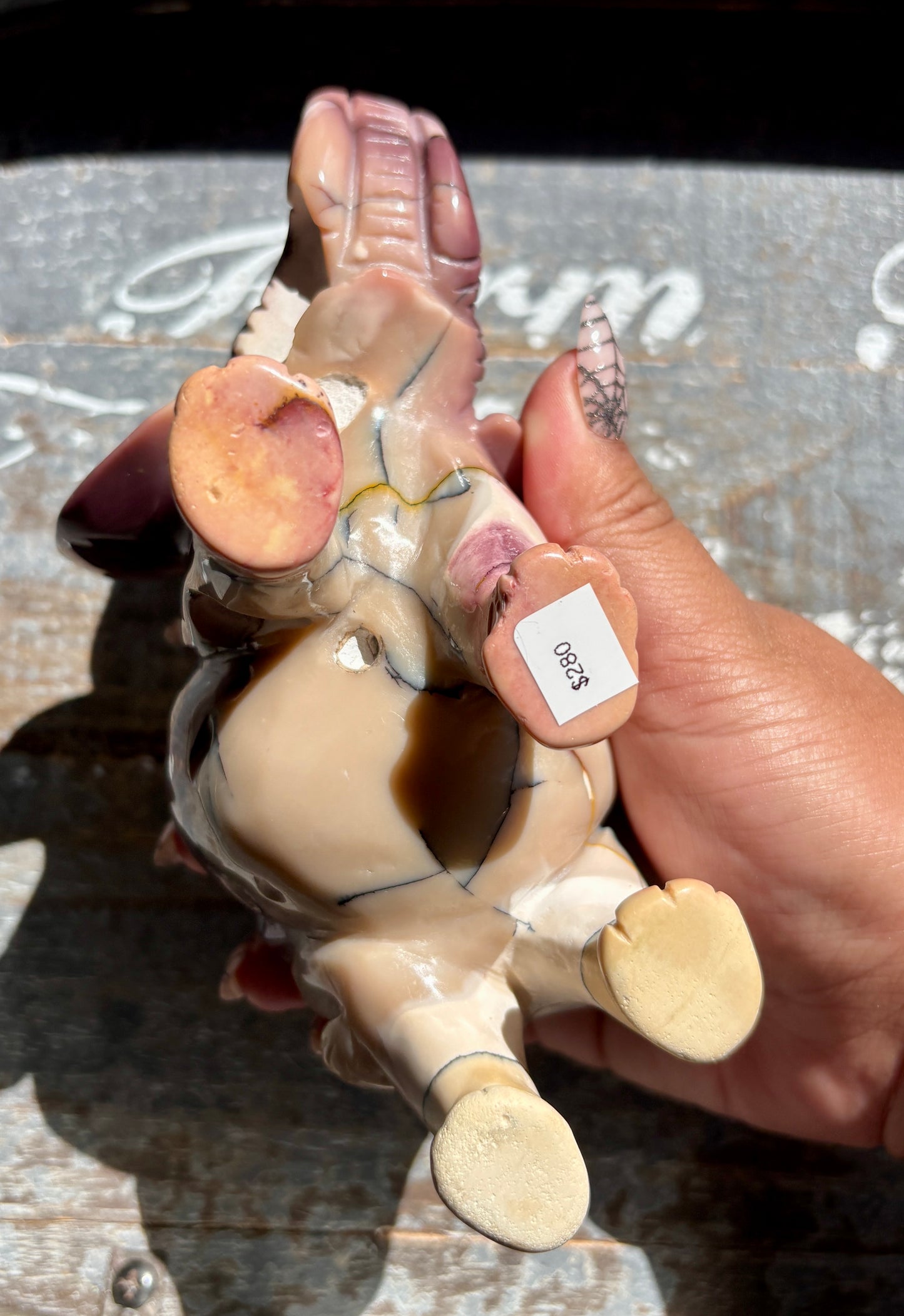 Gorgeous Hand Carved Mookaite Elephant
