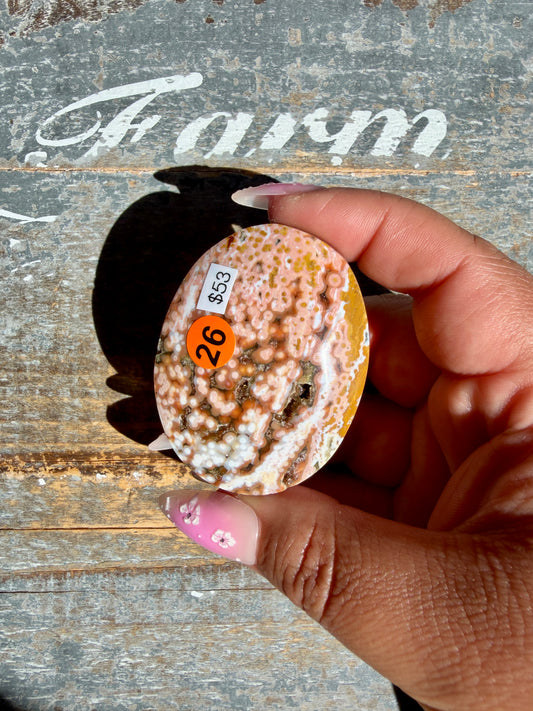 Gorgeous Authentic Ocean Jasper Palm Stone | Opt 26