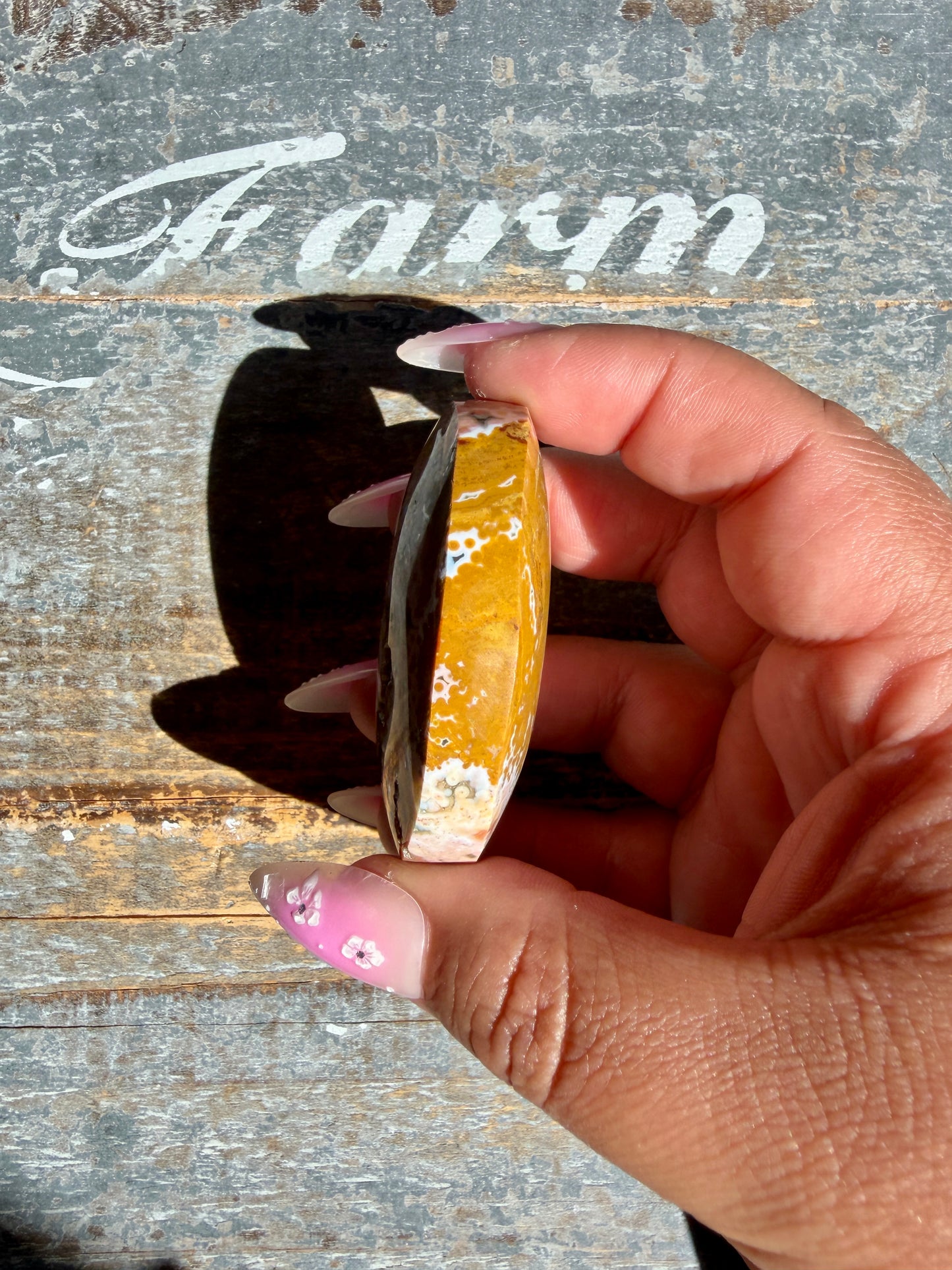 Gorgeous Authentic Ocean Jasper Palm Stone | Opt 26