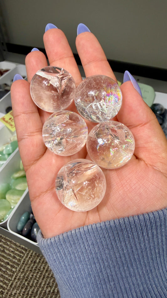 One (1) Gorgeous Clear Quartz Mini Sphere with Rainbows