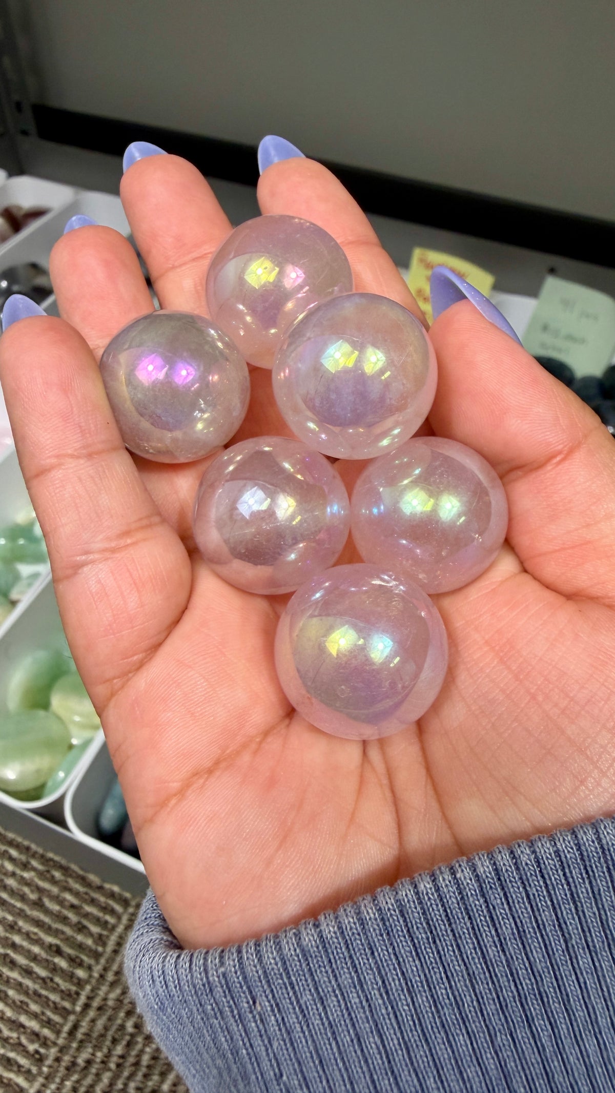 One (1) Aura Rose Quartz Mini Sphere | Intuitively Chosen