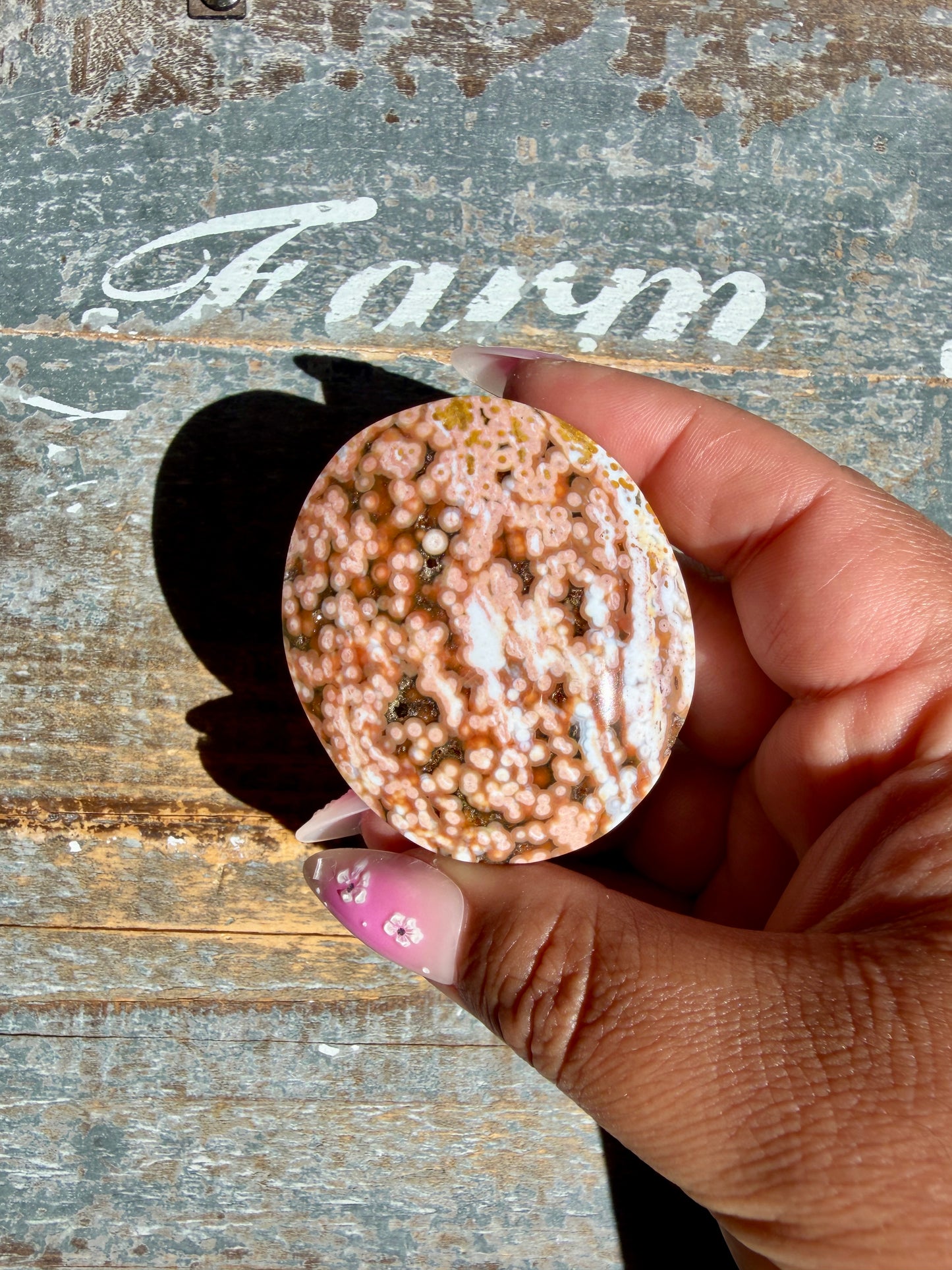 Gorgeous Authentic Ocean Jasper Palm Stone | Opt 24