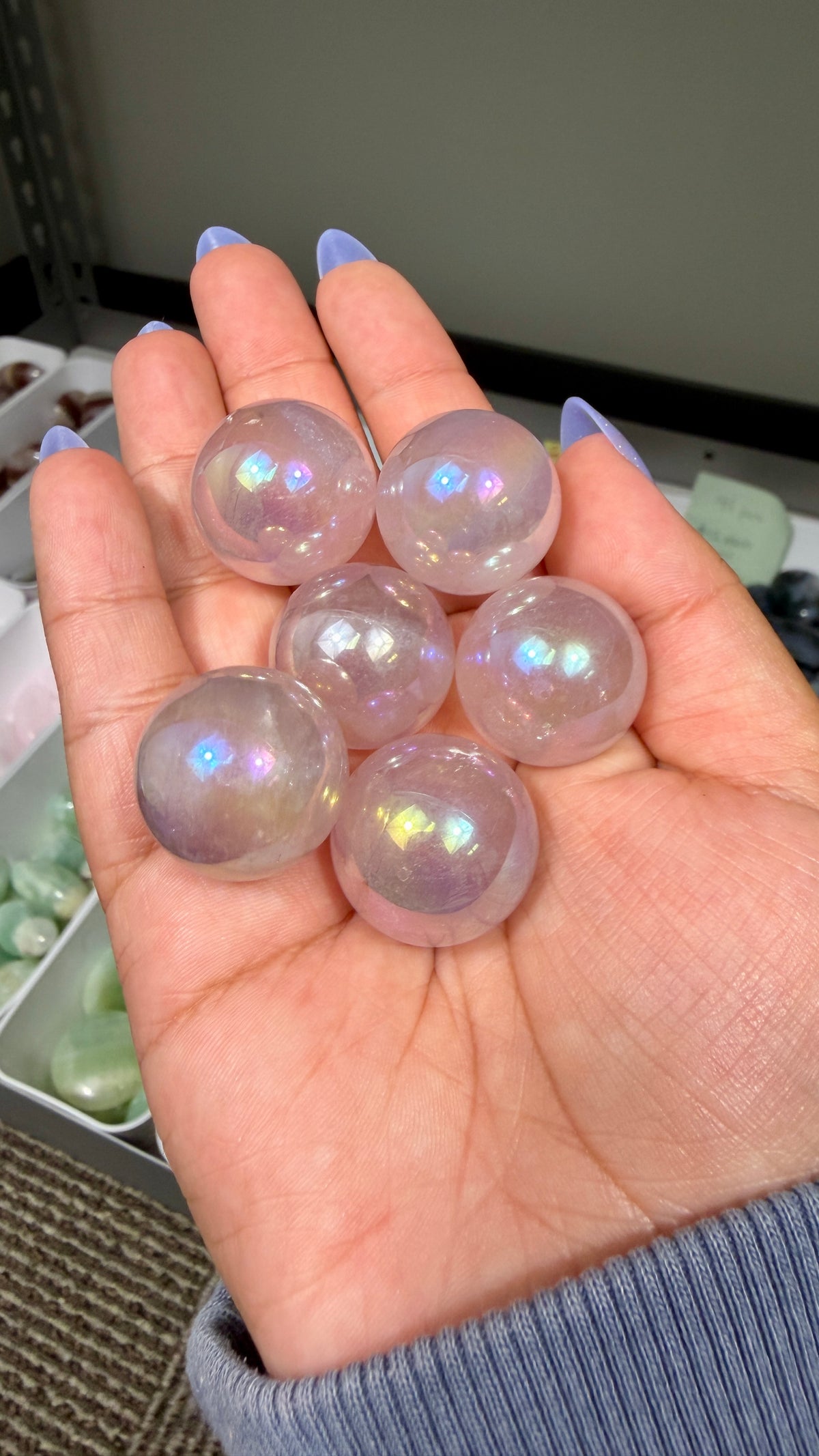 One (1) Aura Rose Quartz Mini Sphere | Intuitively Chosen