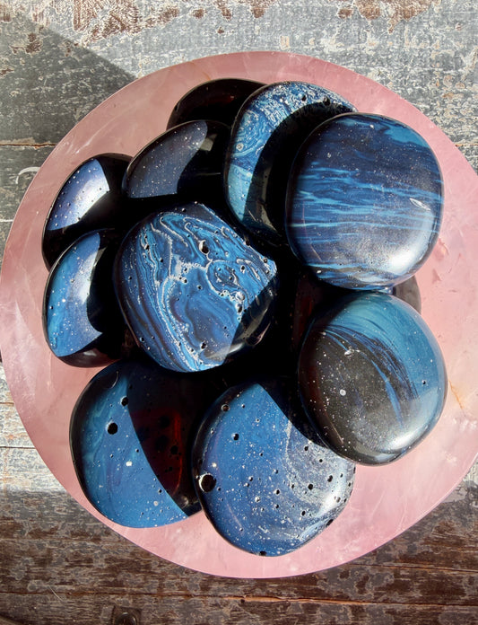 One (1) Gorgeous Sieber Agate Flat Stone (Man-made) | Intuitively Chosen