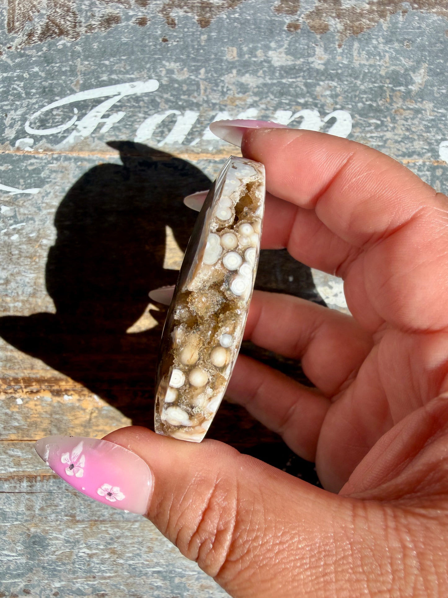 Gorgeous Authentic Ocean Jasper Palm Stone | Opt 9