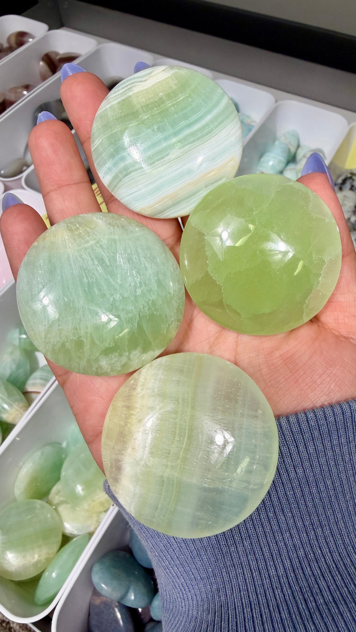 One (1) Pistachio Calcite Medallion | Pakistan | Intuitively Chosen
