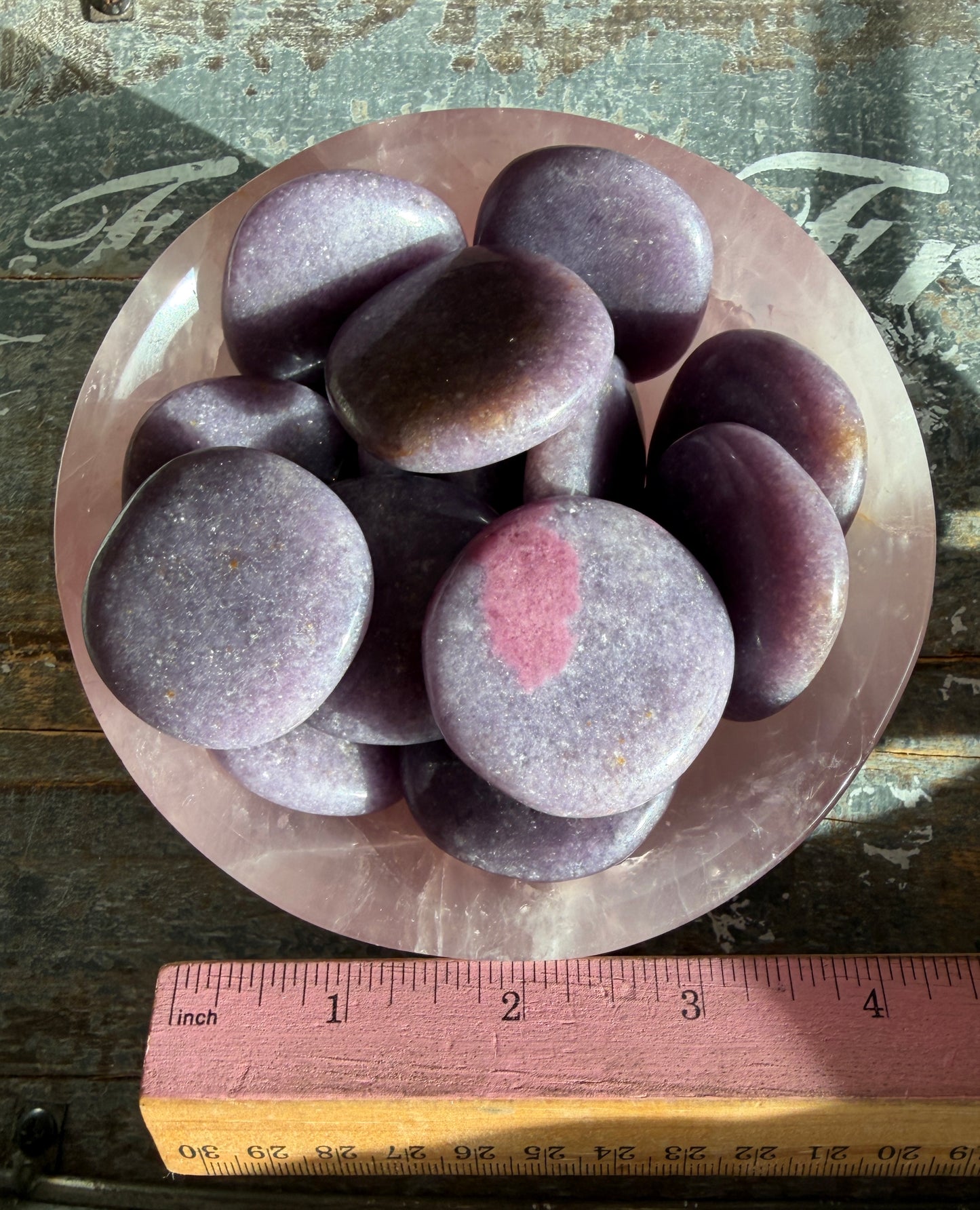 One (1) Gorgeous Lepidolite, Pink Tourmaline & Quartz Flat Stone | Intuitively Chosen