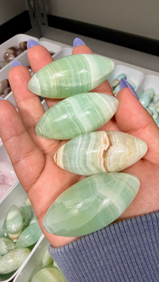One (1) Pistachio Calcite Lingam | Pakistan | Intuitively Chosen
