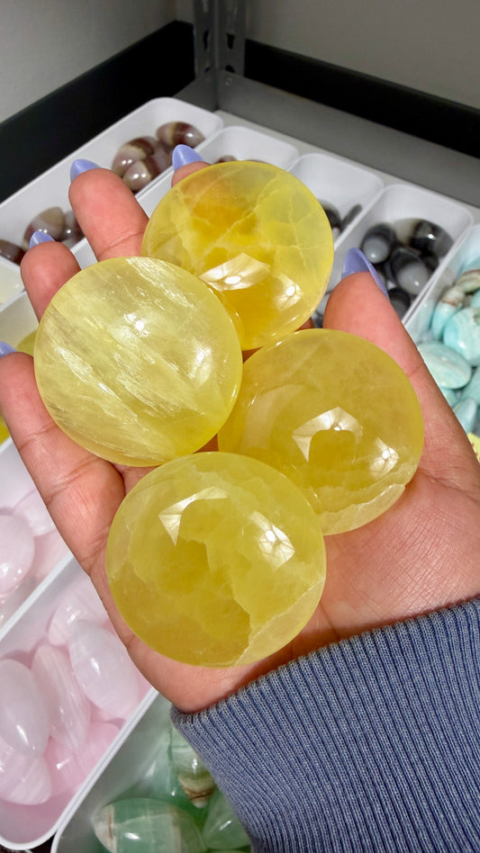One (1) Gorgeous Lemon Calcite Medallion | Intuitively Chosen