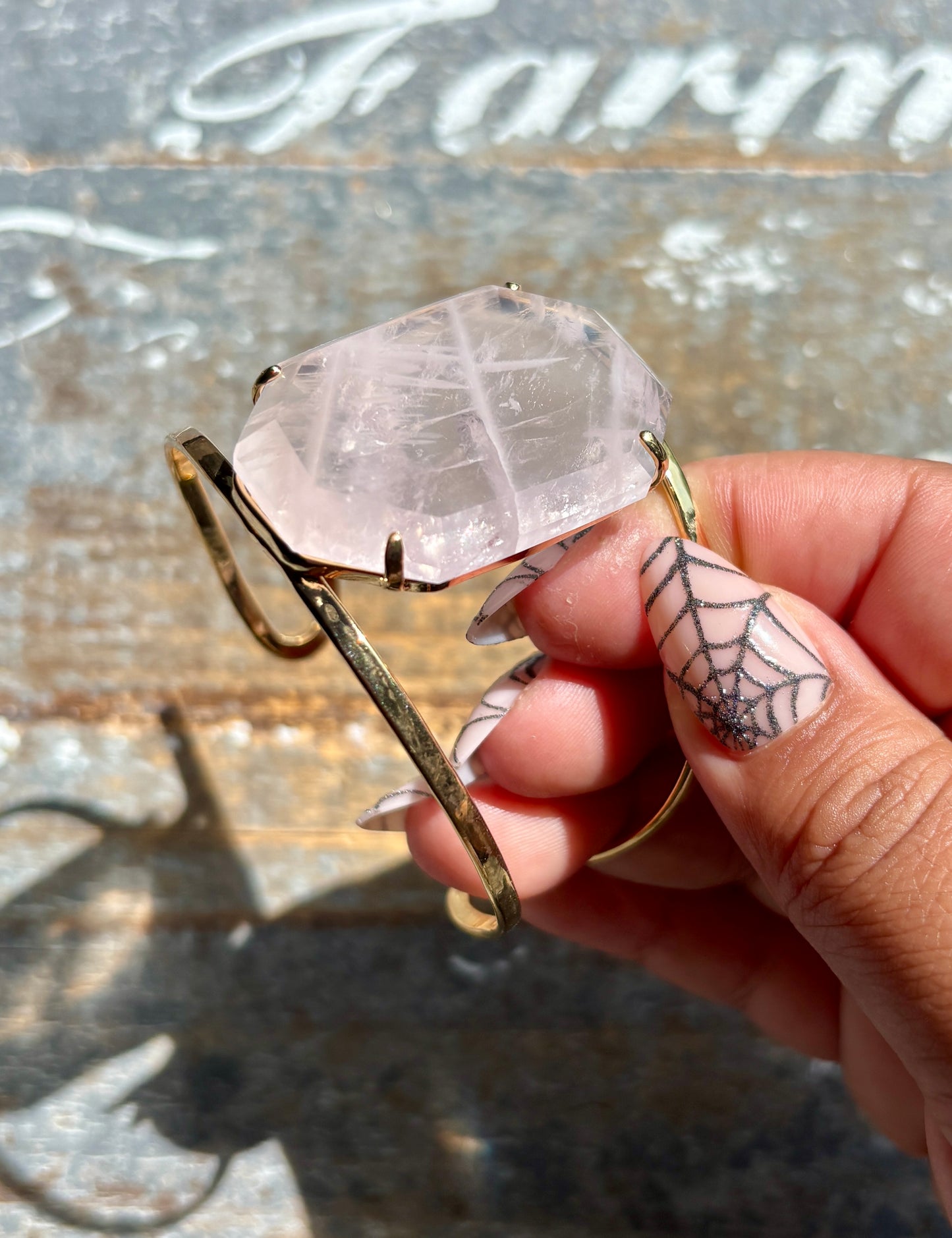 Gorgeous Rose Quartz Adjustable Bangle