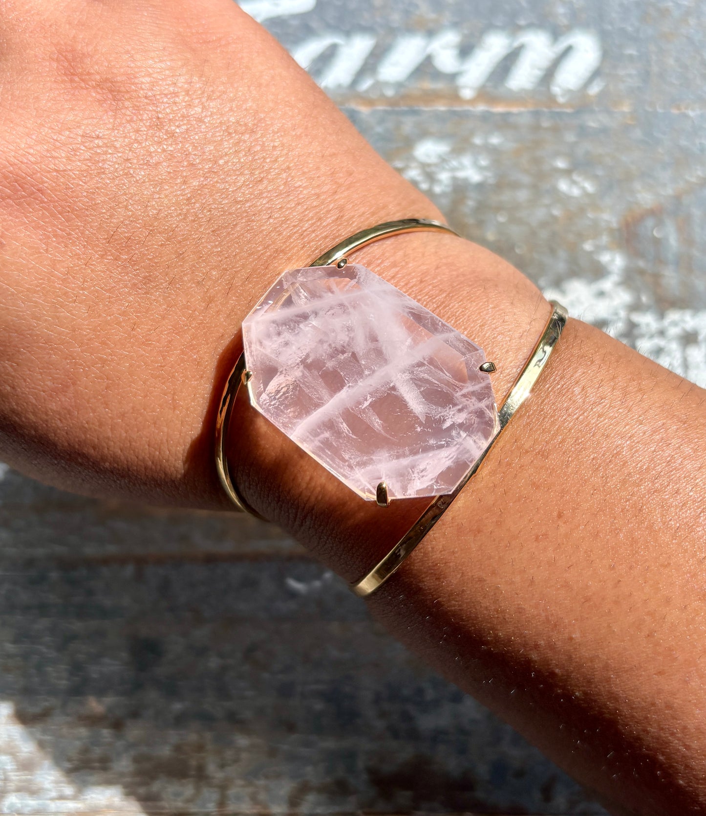 Gorgeous Rose Quartz Adjustable Bangle