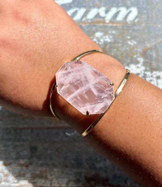Gorgeous Rose Quartz Adjustable Bangle