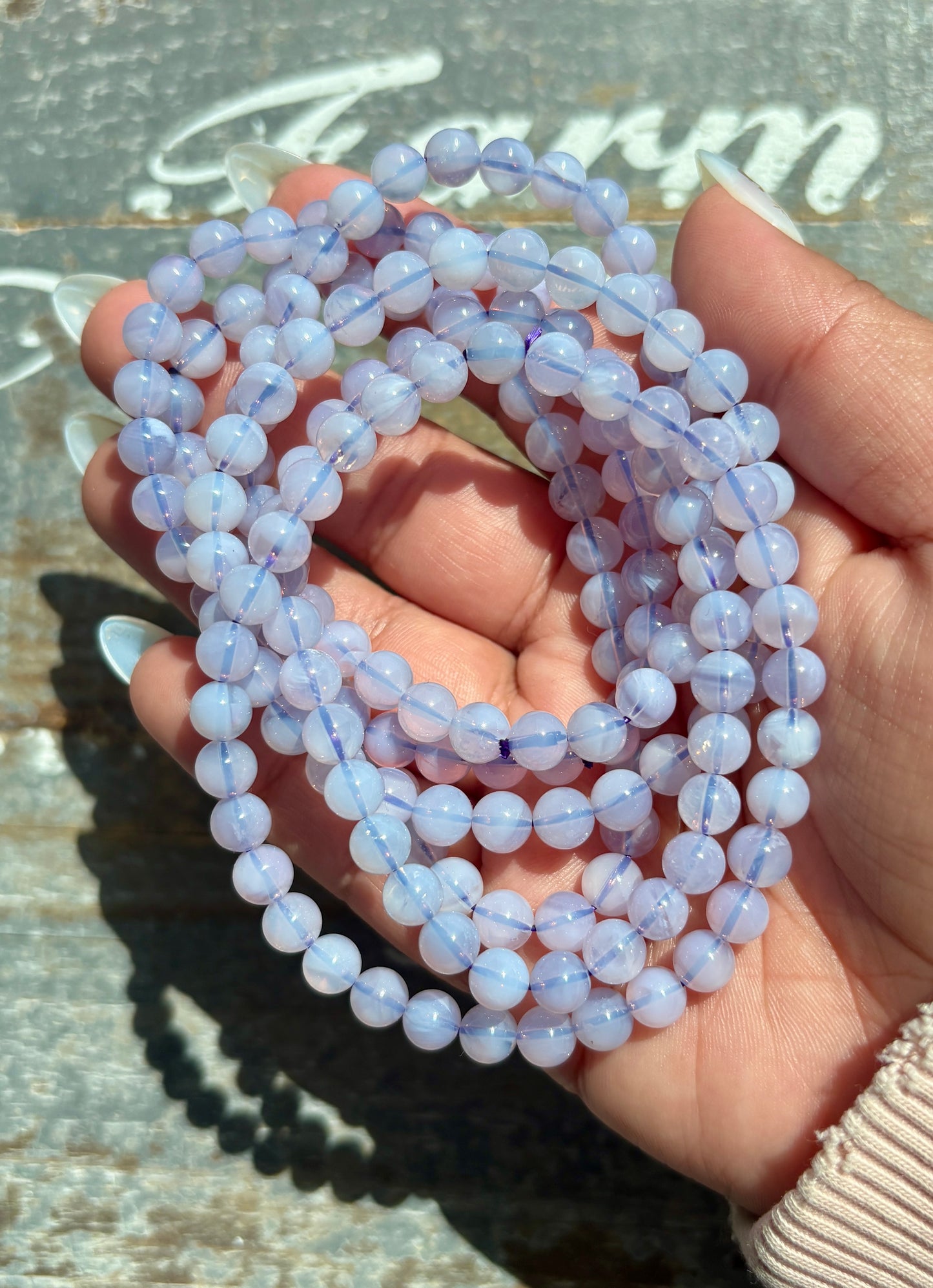 One (1) Lavender Moon Quartz Bracelet | Wrist Size: 6.5-6.75" | 6mm