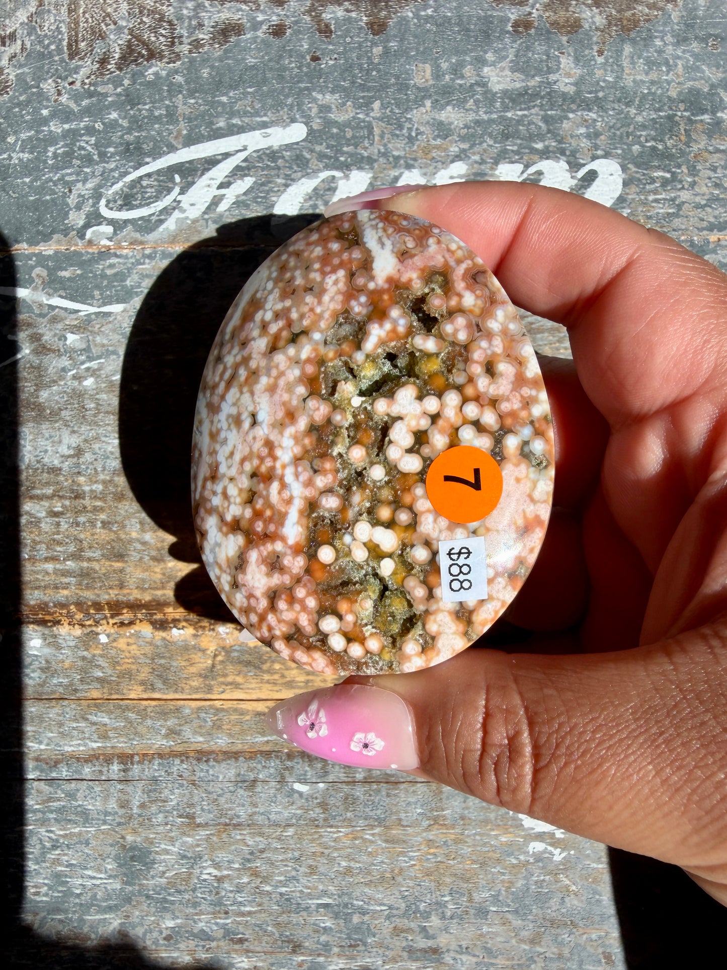 Gorgeous Authentic Ocean Jasper Palm Stone | Opt 7