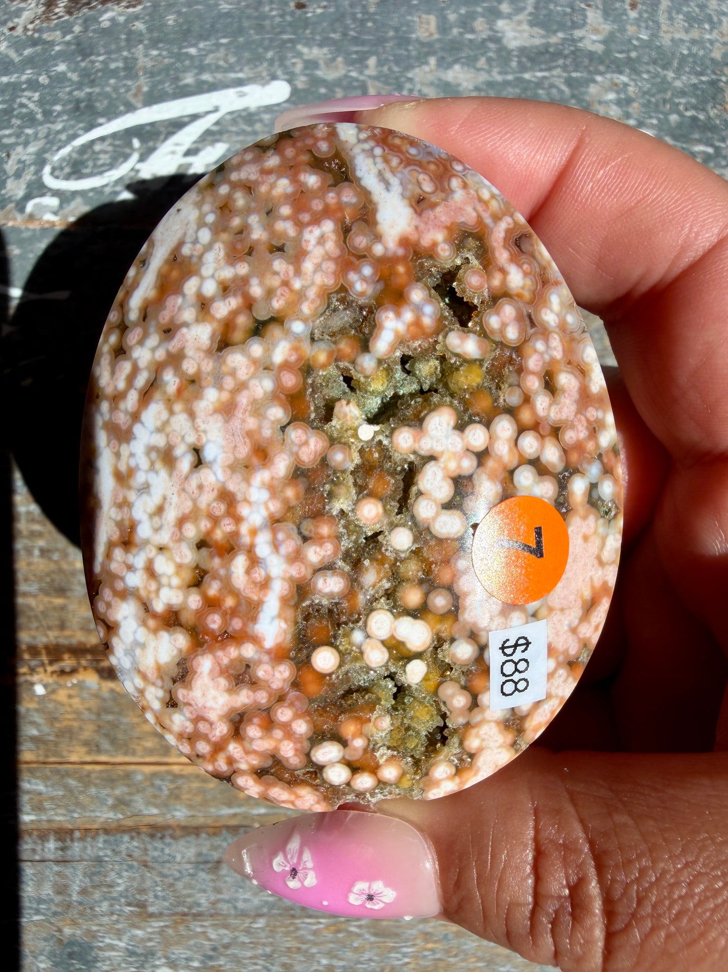 Gorgeous Authentic Ocean Jasper Palm Stone | Opt 7