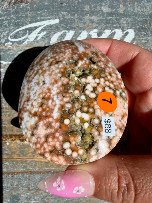 Gorgeous Authentic Ocean Jasper Palm Stone | Opt 7