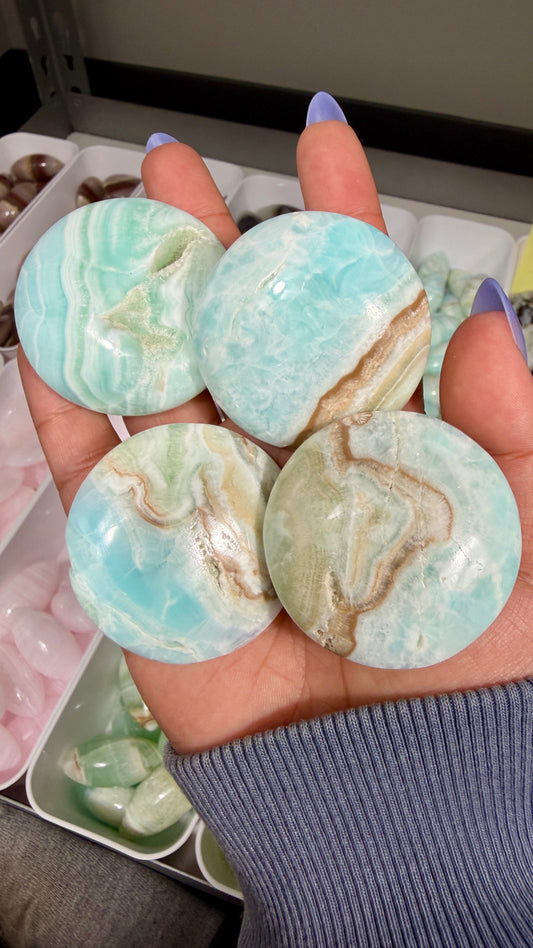 One (1) Gorgeous Caribbean Calcite Medallion | Pakistan | Intuitively Chosen