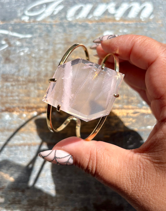 Gorgeous Rose Quartz Adjustable Bangle