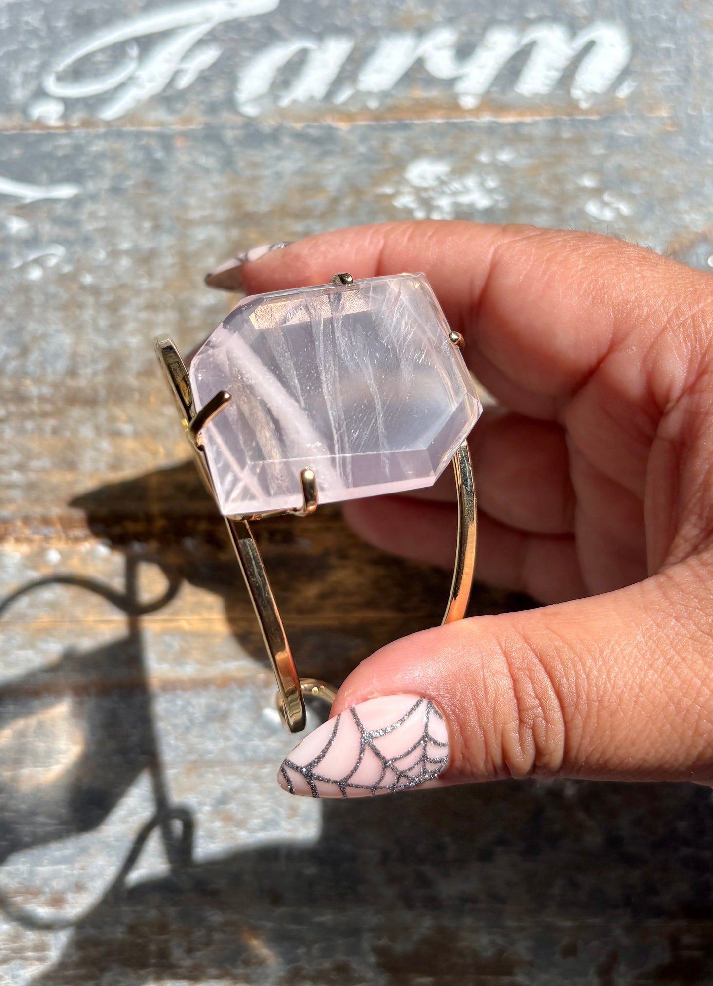 Gorgeous Rose Quartz Adjustable Bangle
