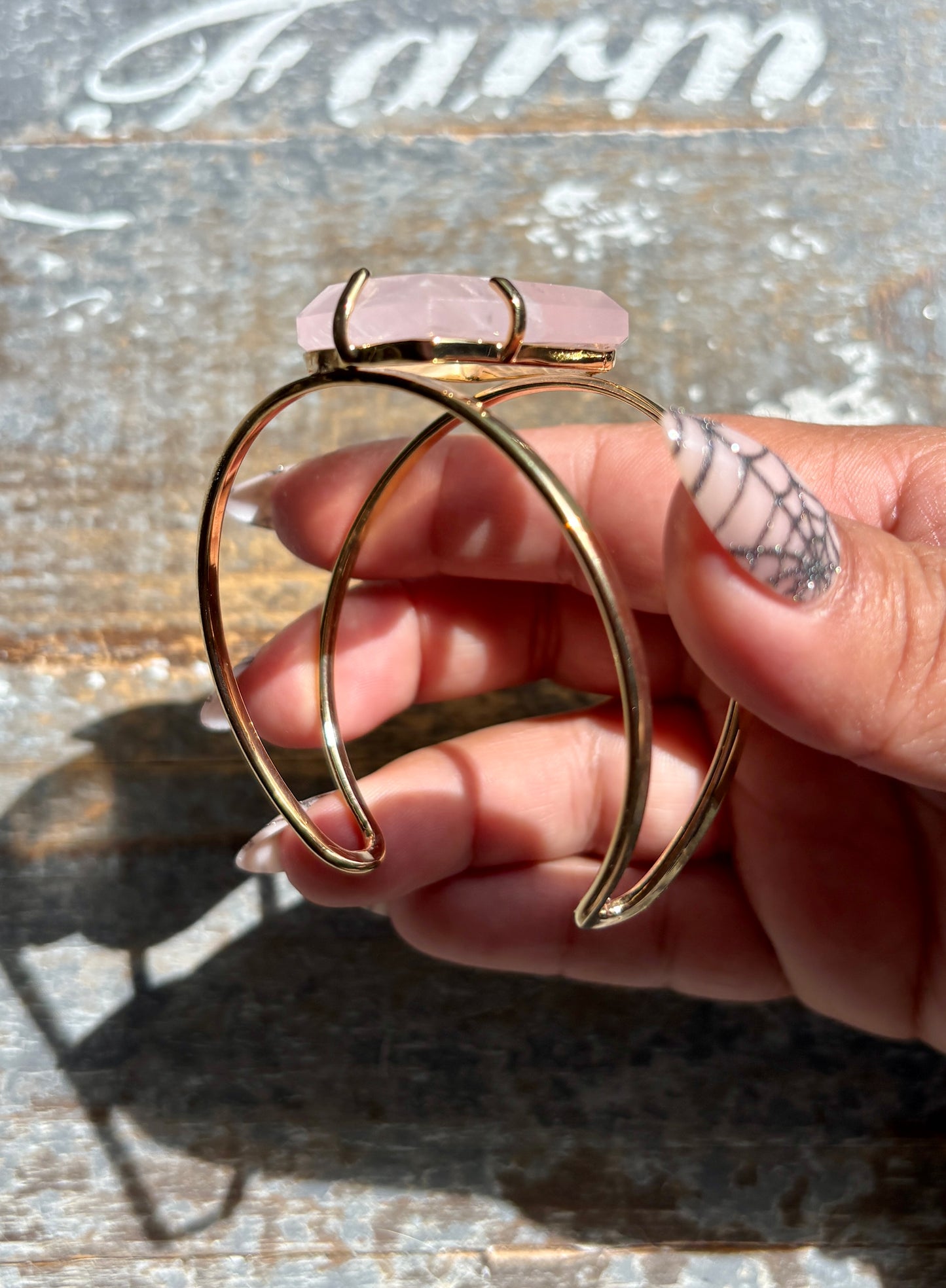 Gorgeous Rose Quartz Adjustable Bangle