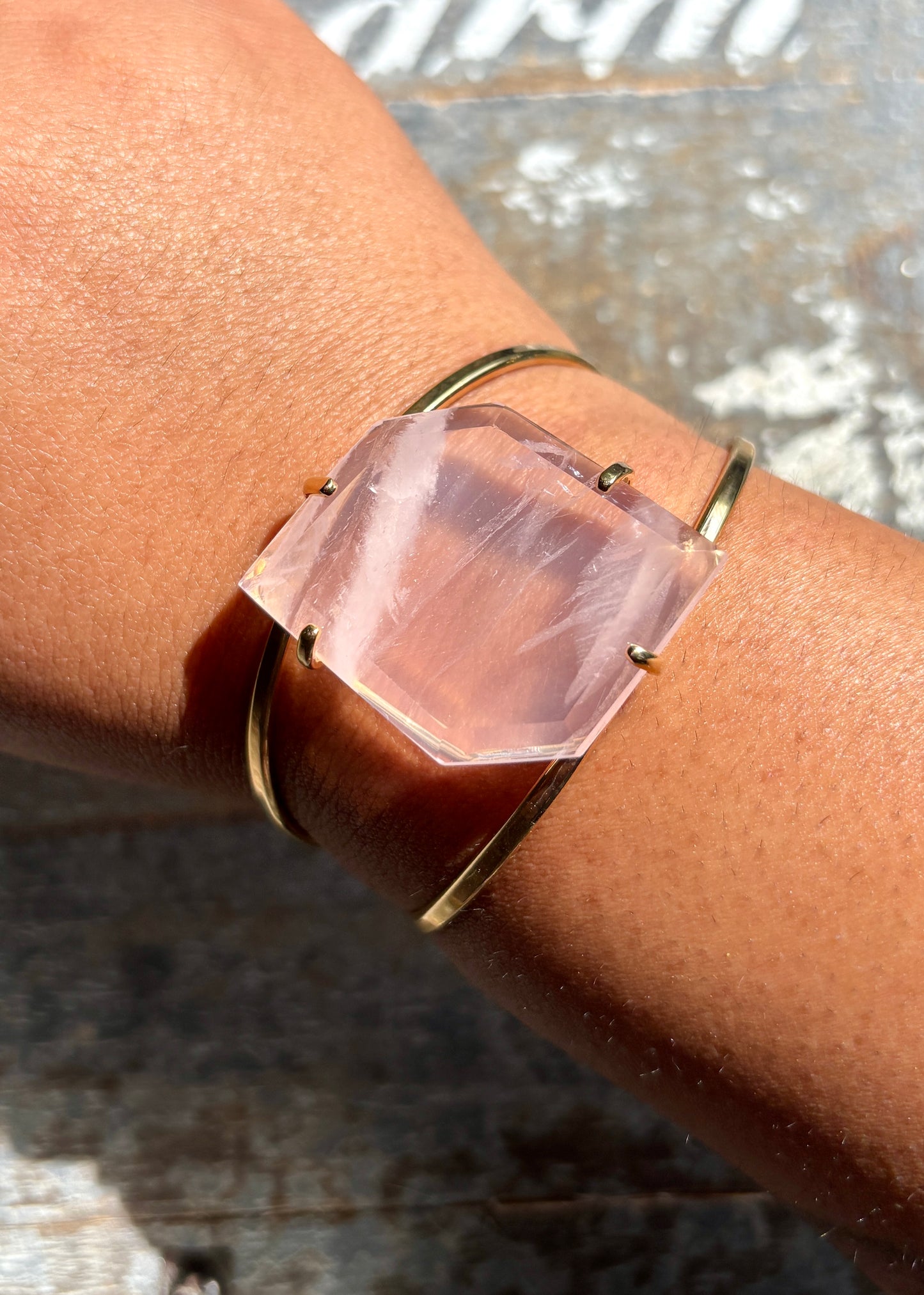Gorgeous Rose Quartz Adjustable Bangle