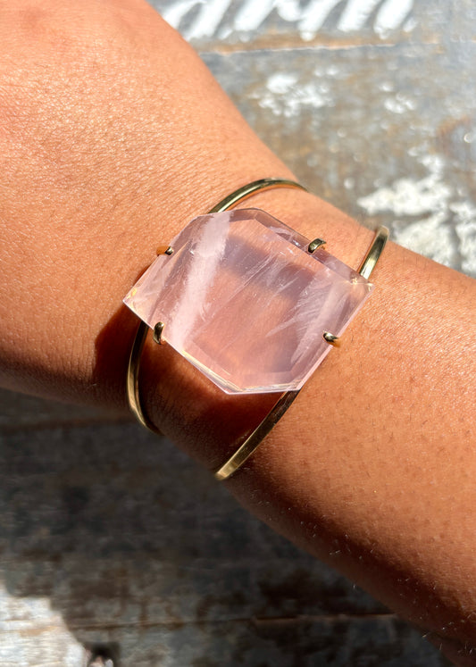 Gorgeous Rose Quartz Adjustable Bangle
