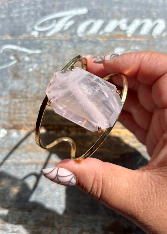 Gorgeous Rose Quartz Adjustable Bangle