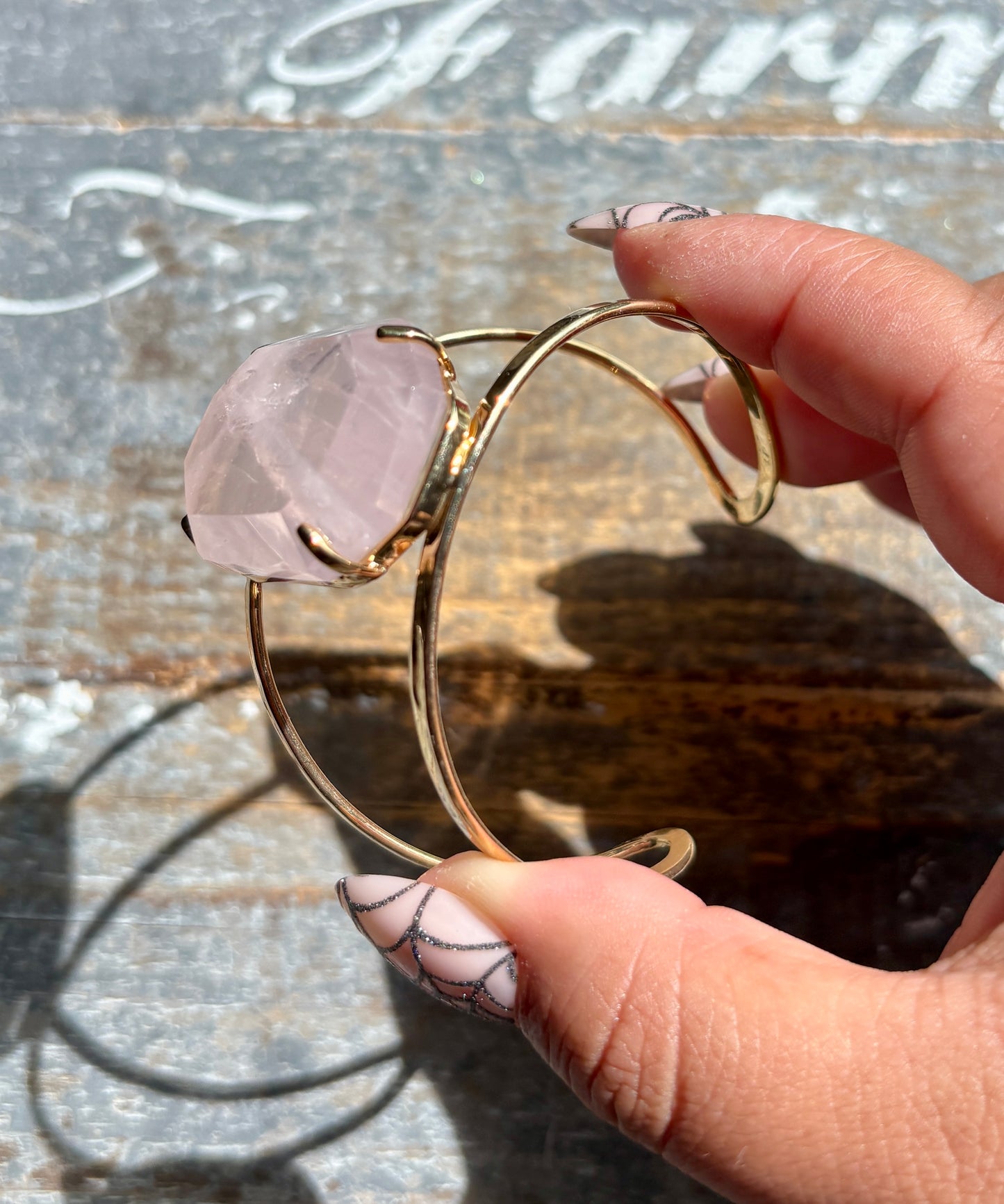 Gorgeous Rose Quartz Adjustable Bangle