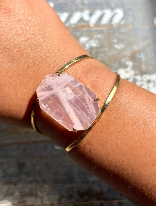 Gorgeous Rose Quartz Adjustable Bangle