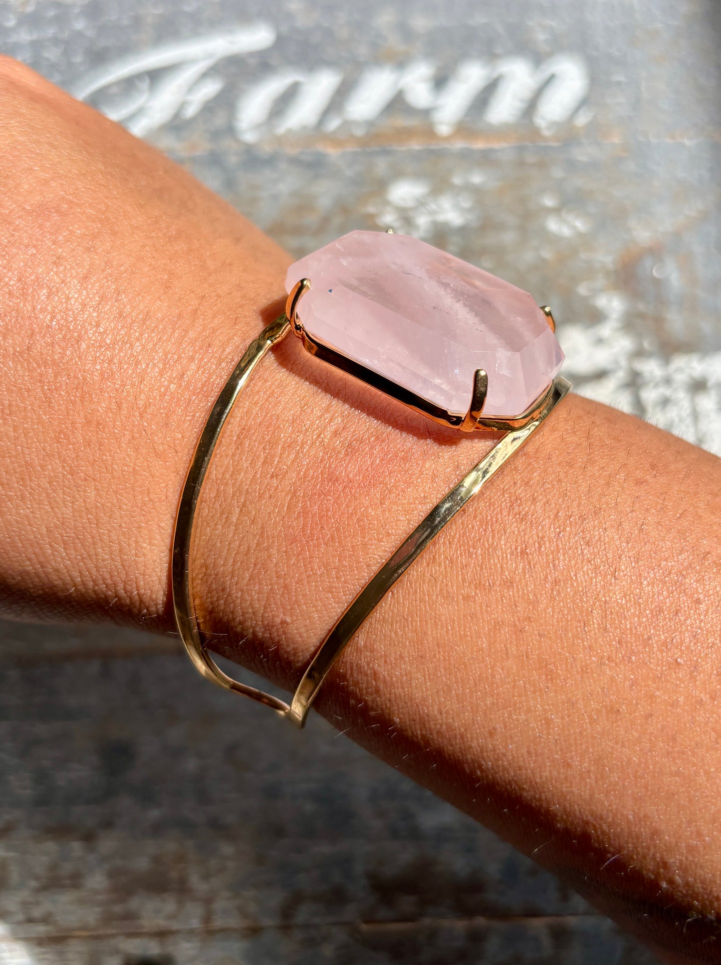 Gorgeous Rose Quartz Adjustable Bangle