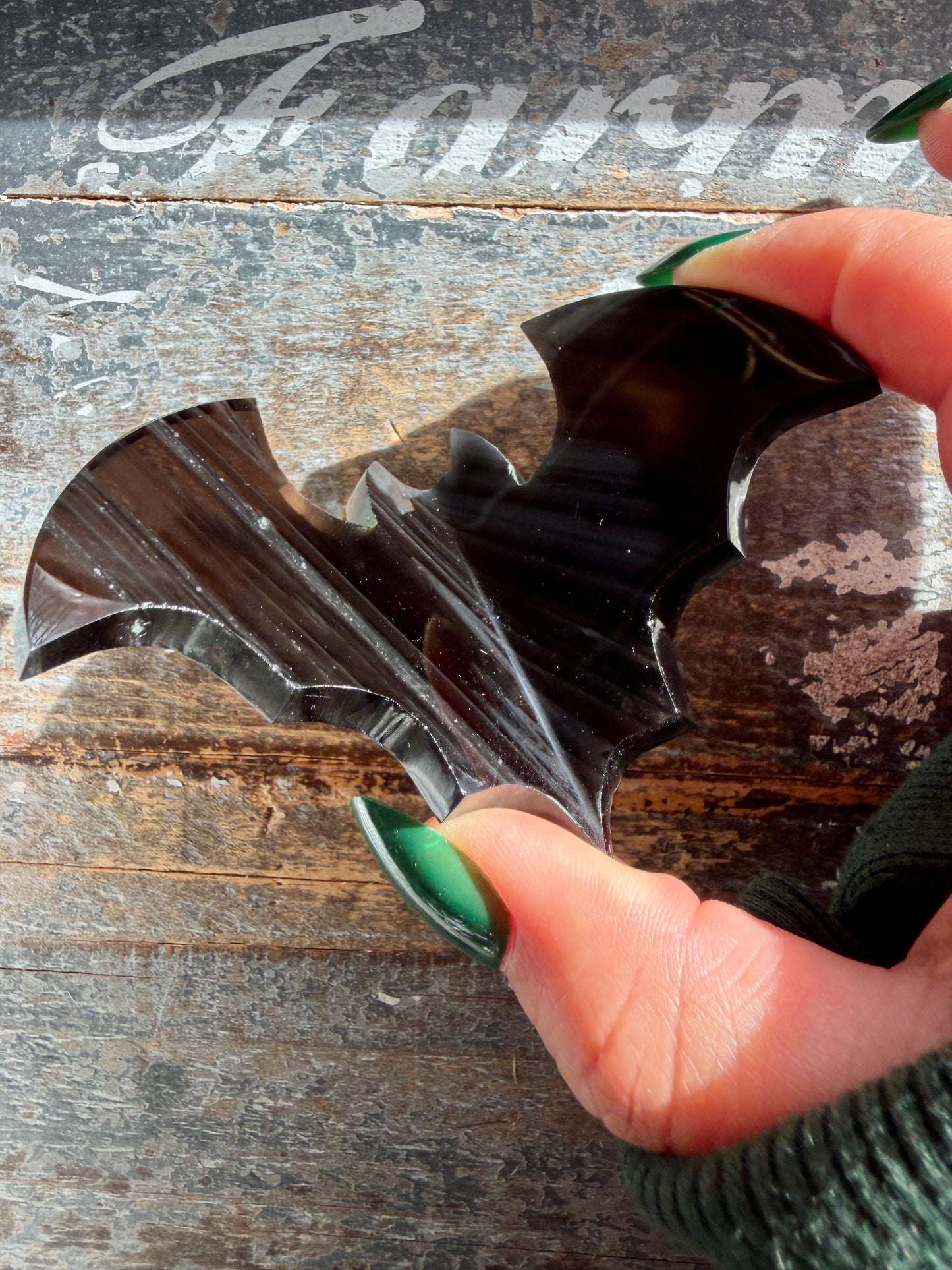 Spooky Midnight Lace Obsidian Bat | Opt I