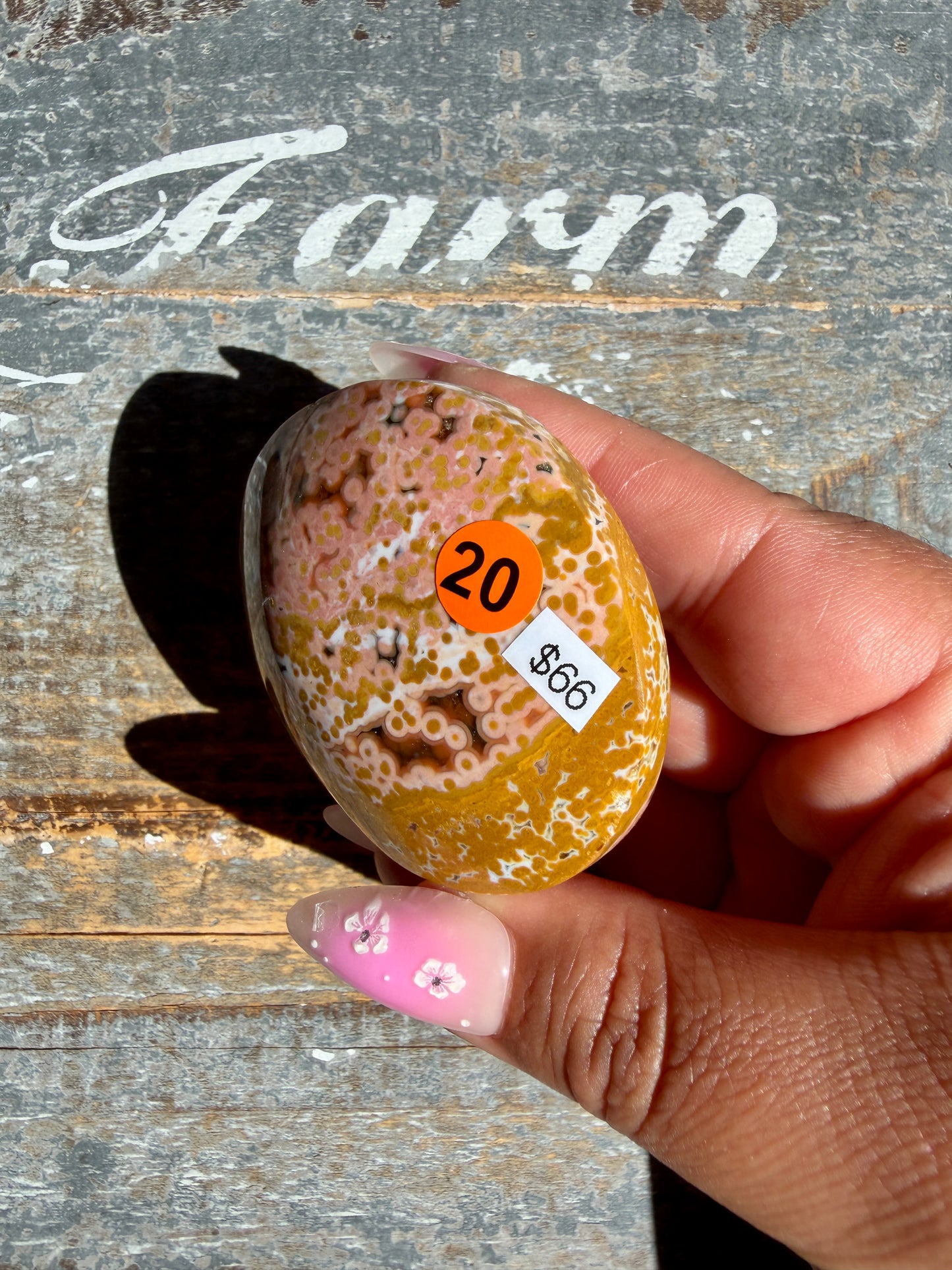 Gorgeous Authentic Ocean Jasper Palm Stone | Opt 20