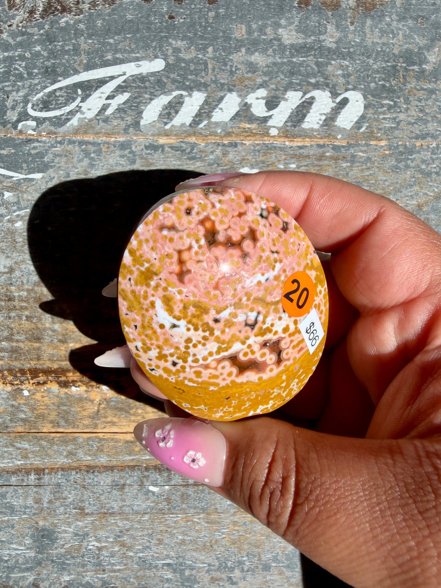 Gorgeous Authentic Ocean Jasper Palm Stone | Opt 20