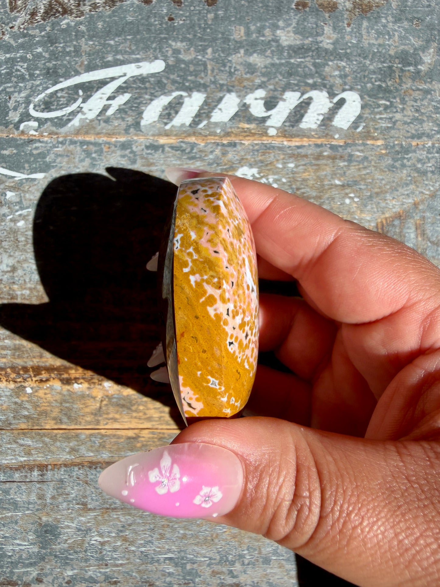 Gorgeous Authentic Ocean Jasper Palm Stone | Opt 20
