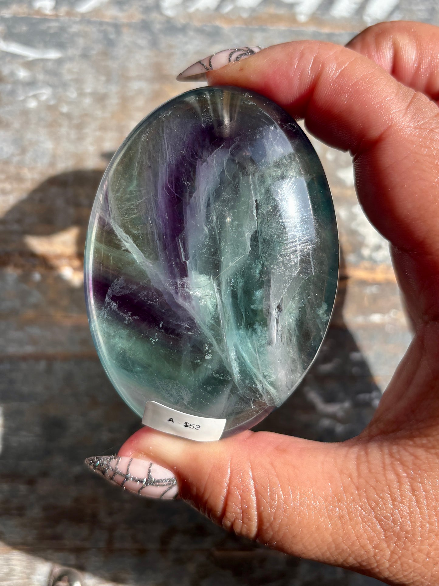 Gorgeous High Quality Rainbow Fluorite Palm Stone | Opt A