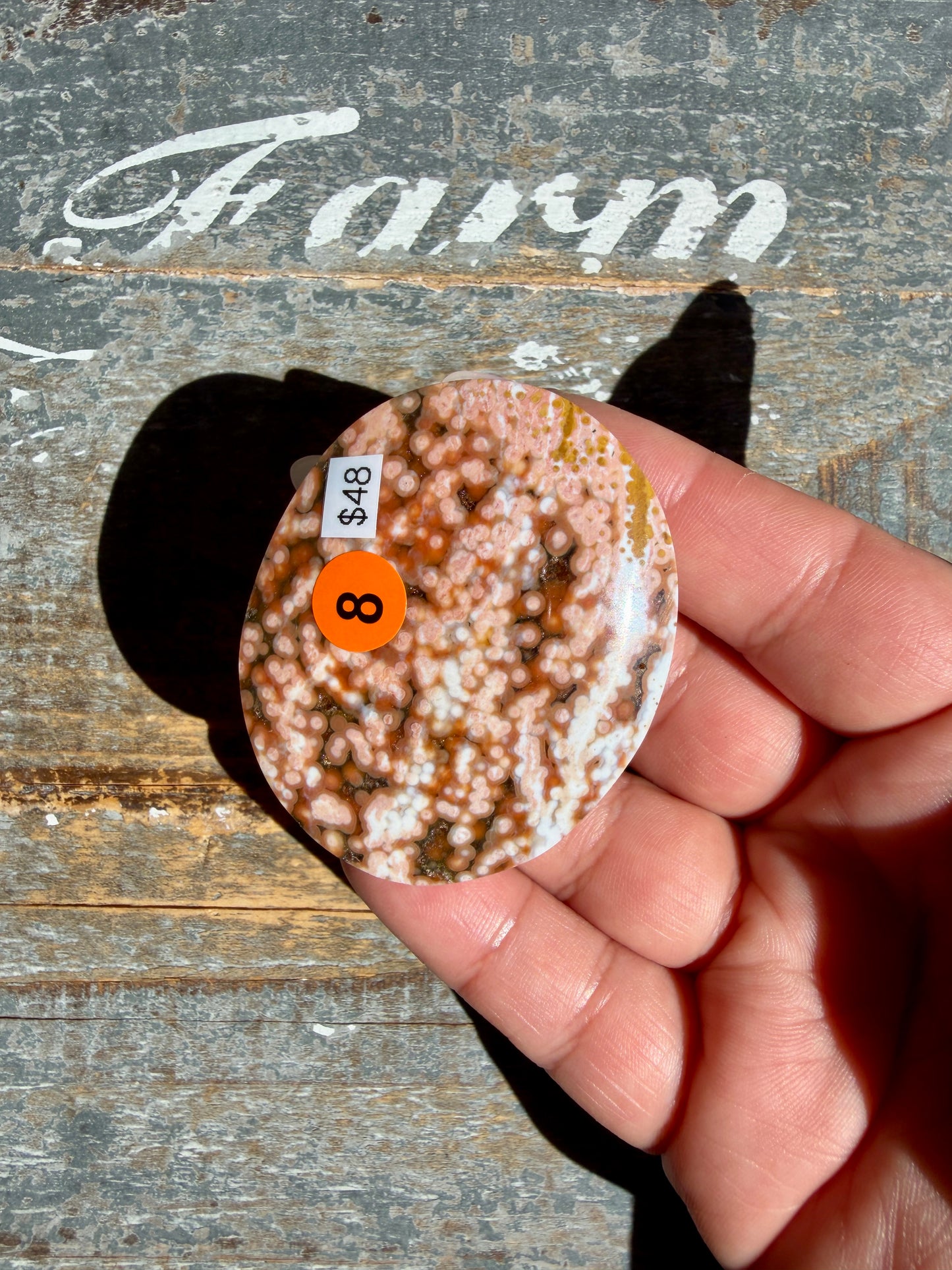 Gorgeous Authentic Ocean Jasper Palm Stone | Opt 8