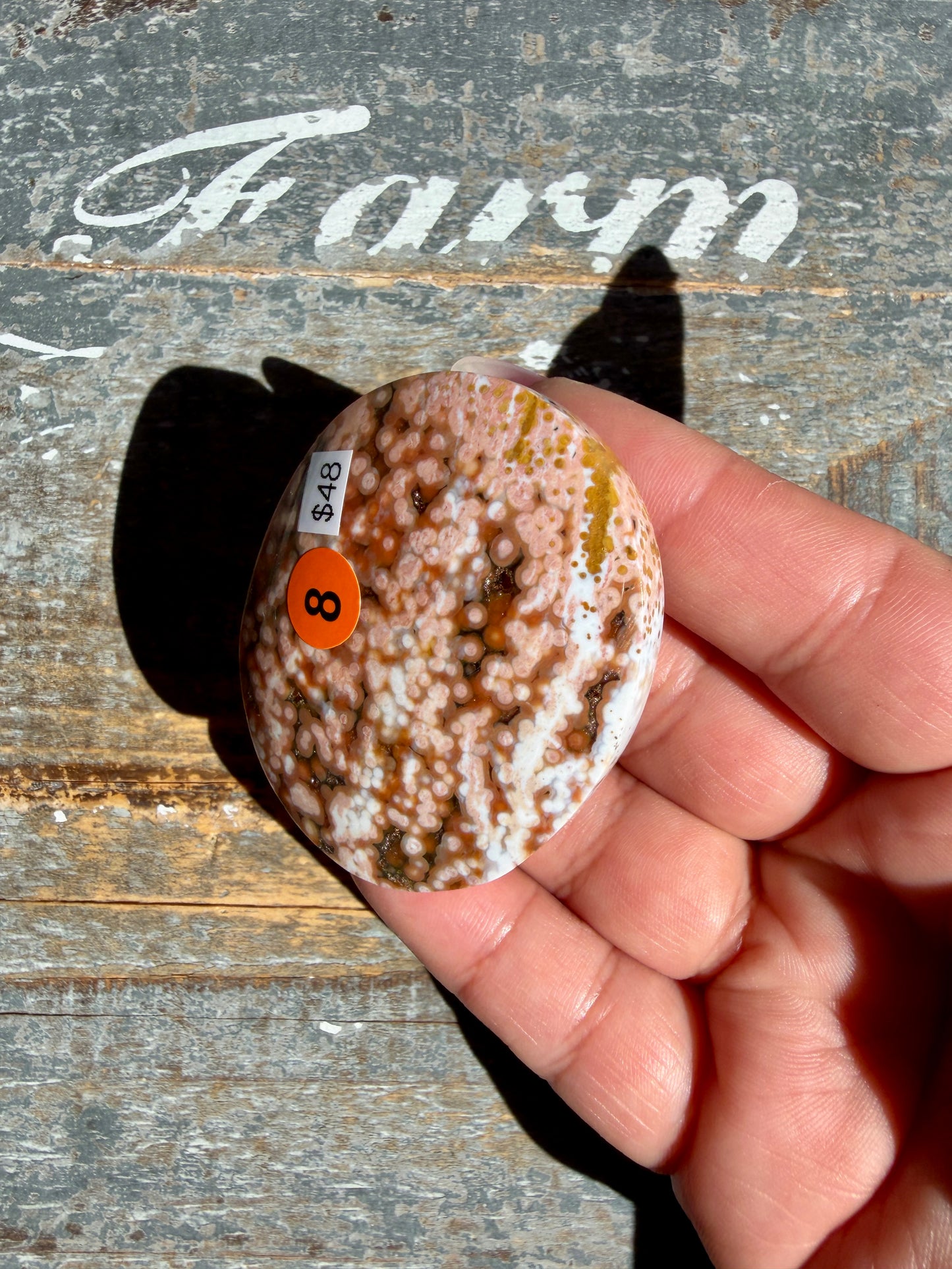 Gorgeous Authentic Ocean Jasper Palm Stone | Opt 8