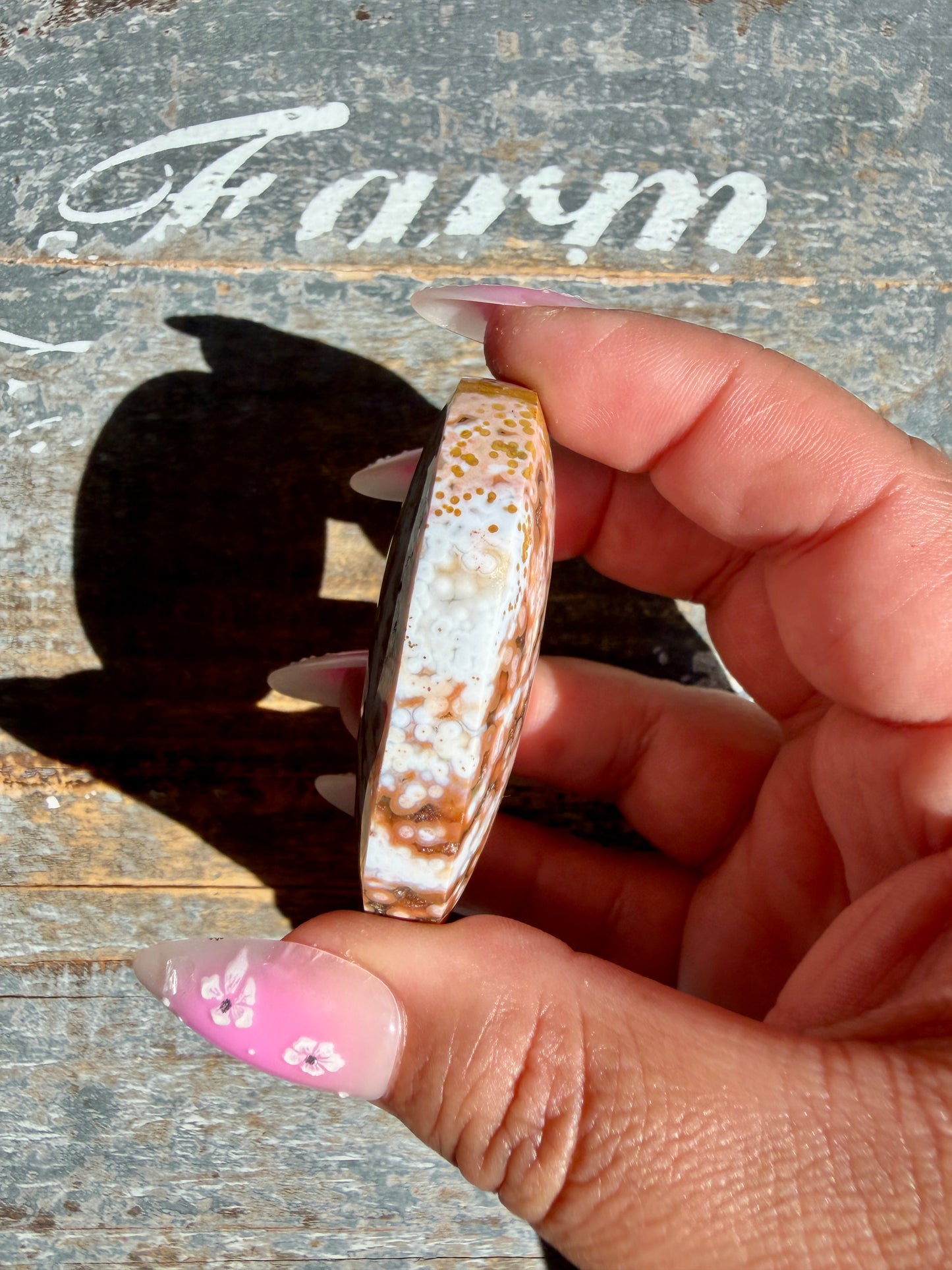 Gorgeous Authentic Ocean Jasper Palm Stone | Opt 8