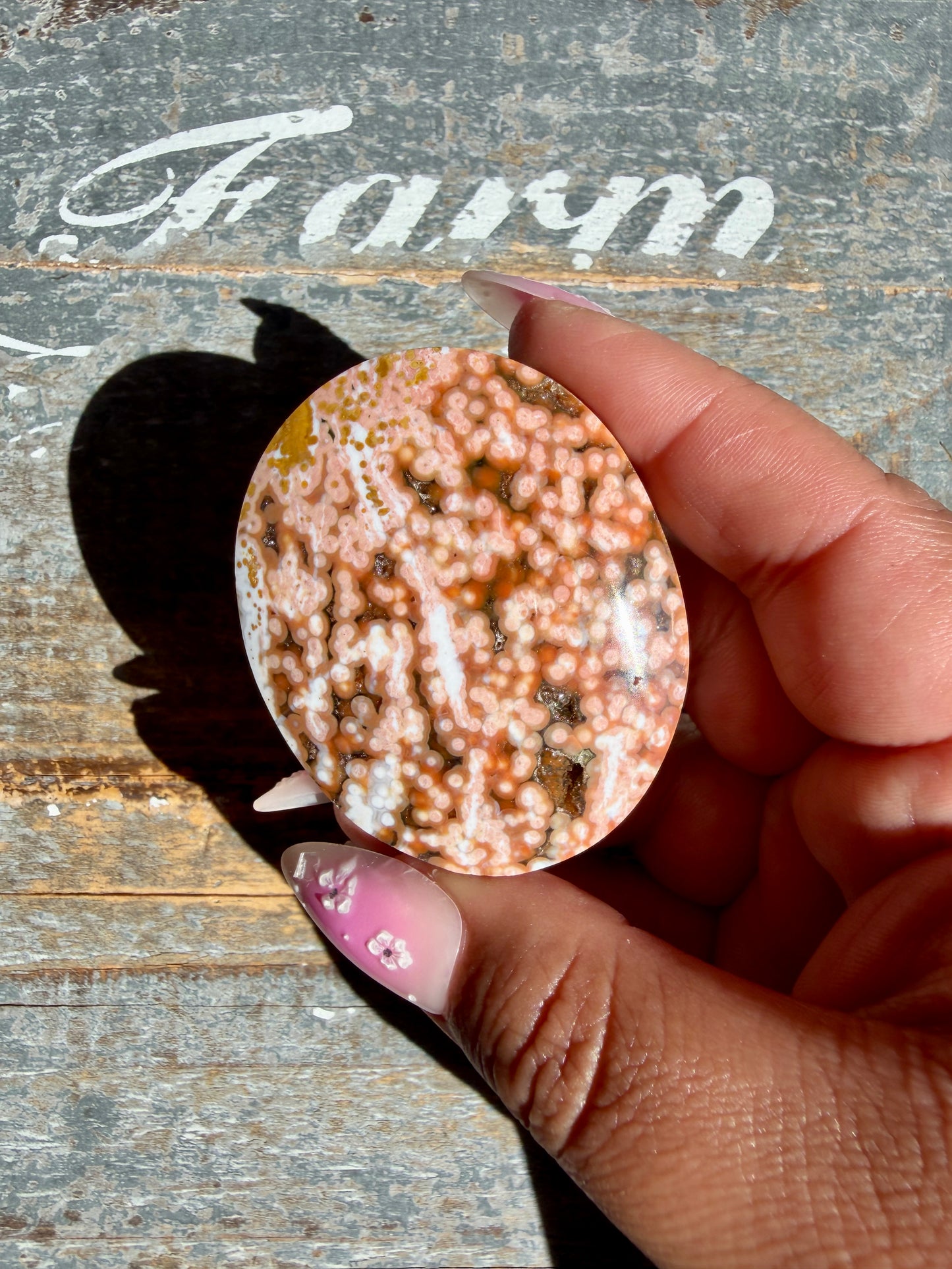 Gorgeous Authentic Ocean Jasper Palm Stone | Opt 8