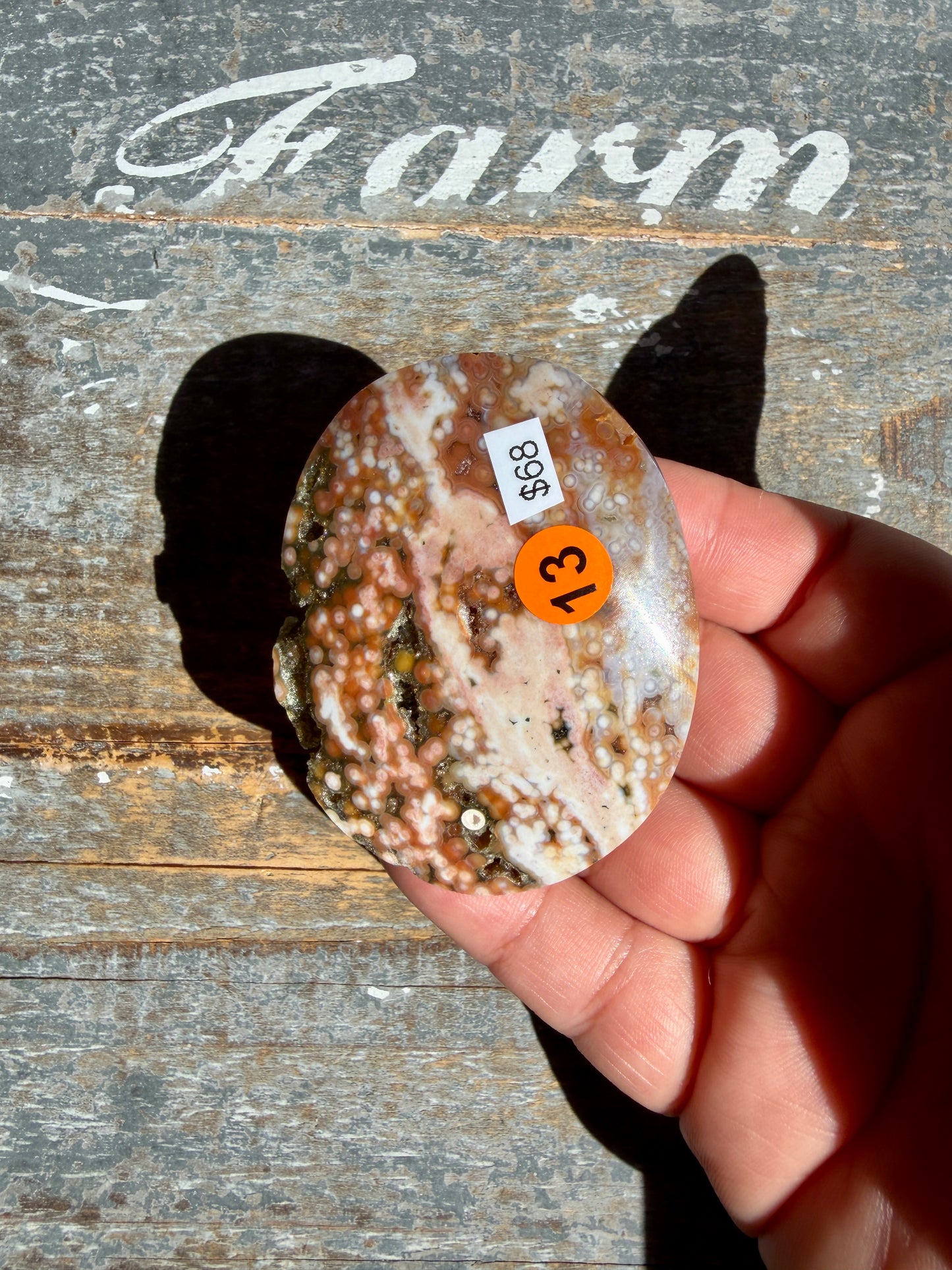 Gorgeous Authentic Ocean Jasper Palm Stone | Opt 13