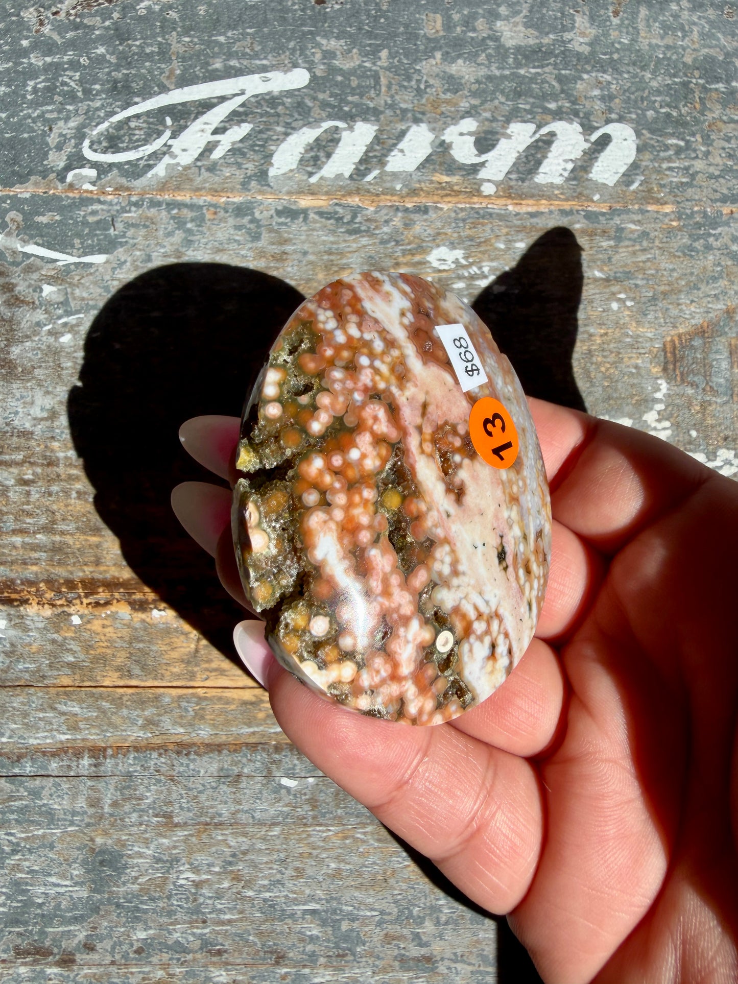 Gorgeous Authentic Ocean Jasper Palm Stone | Opt 13