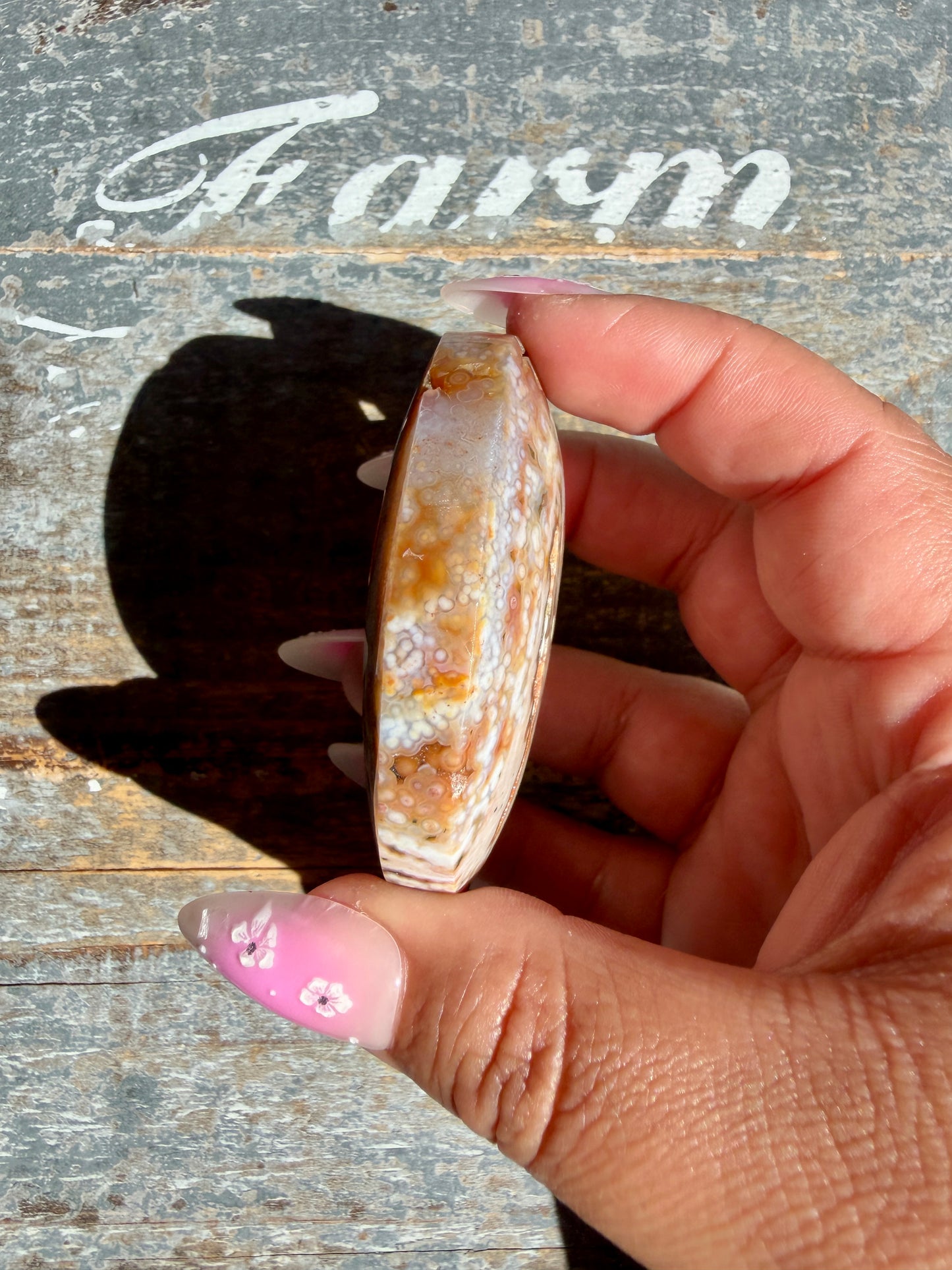 Gorgeous Authentic Ocean Jasper Palm Stone | Opt 13