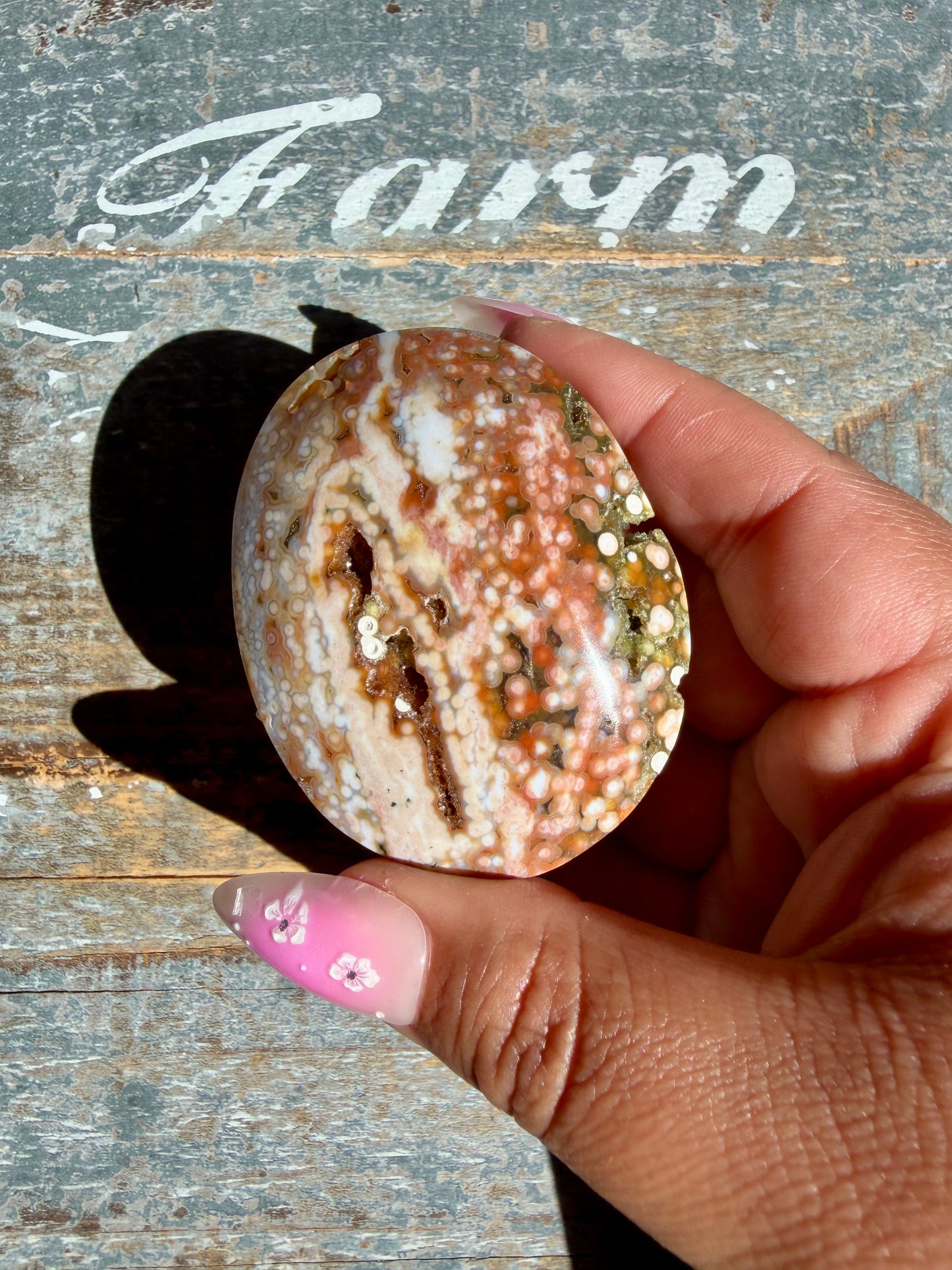 Gorgeous Authentic Ocean Jasper Palm Stone | Opt 13