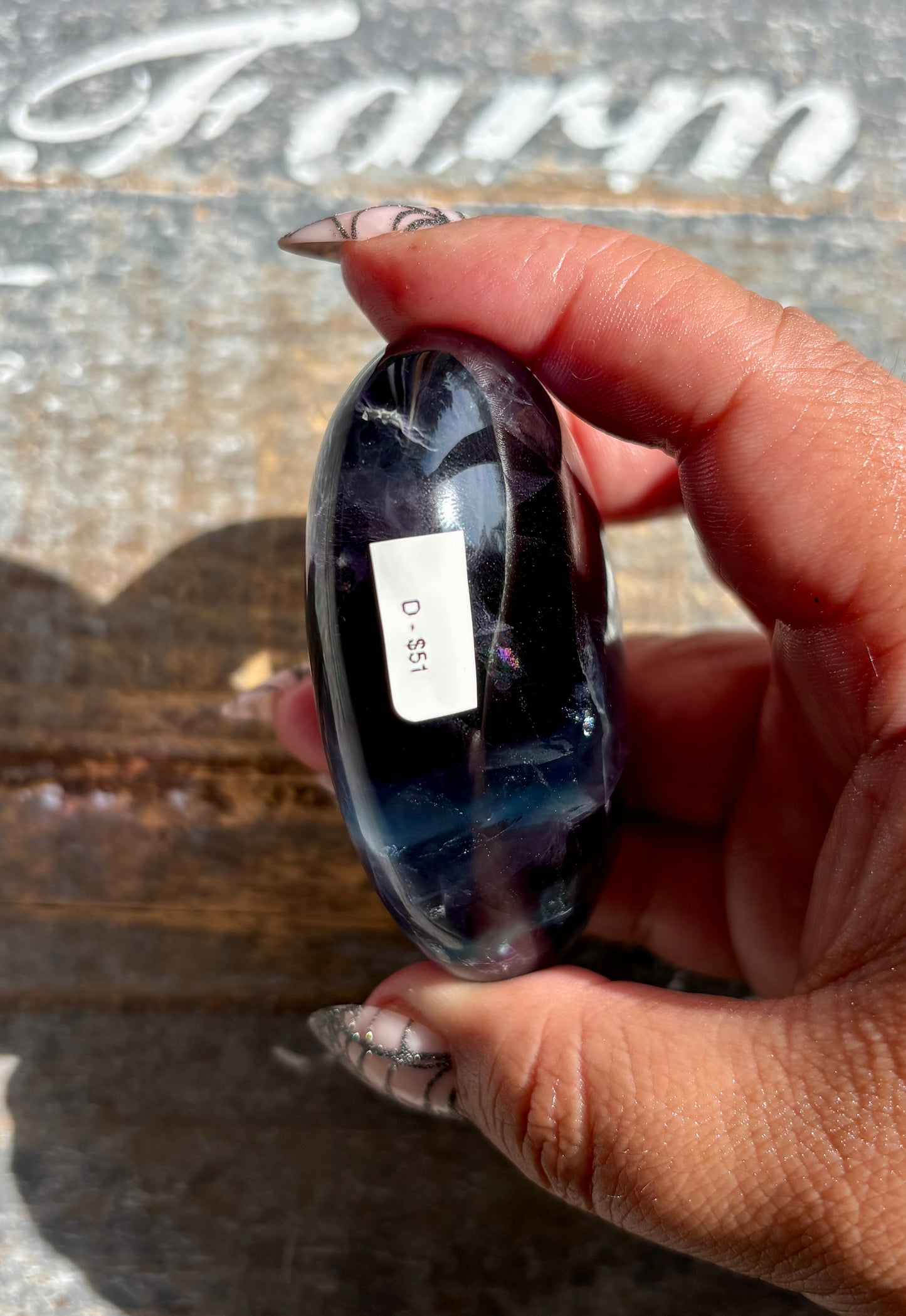 Gorgeous High Quality Rainbow Fluorite Palm Stone | Opt D