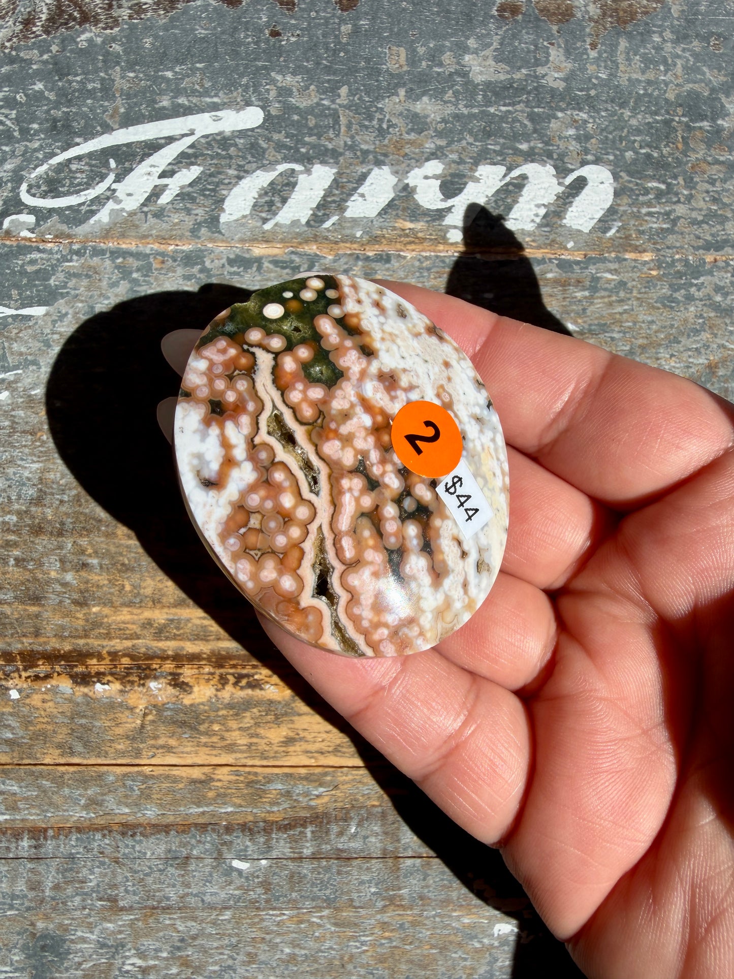 Gorgeous Authentic Ocean Jasper Palm Stone | Opt 2