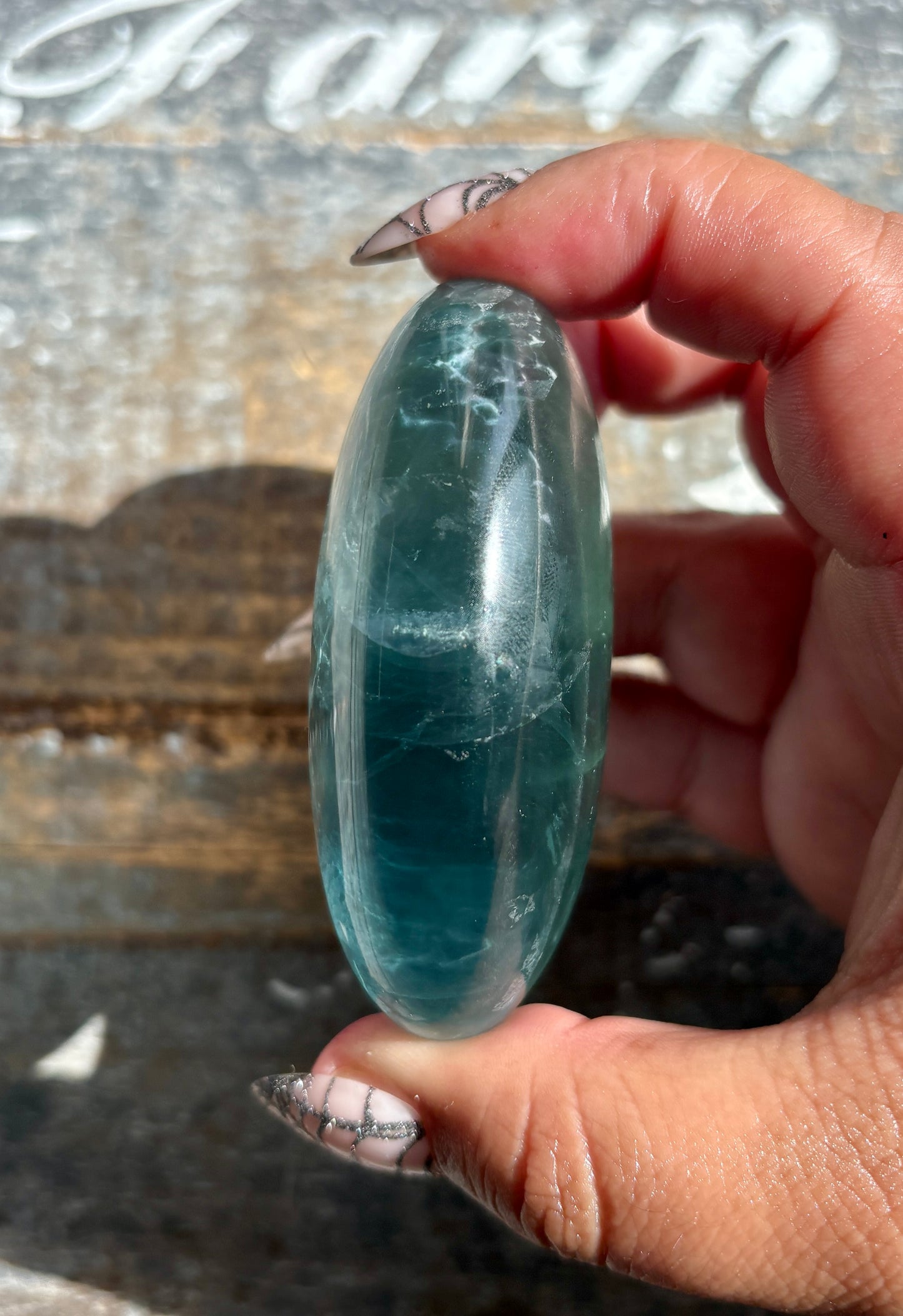Gorgeous High Quality Rainbow Fluorite Palm Stone | Opt B