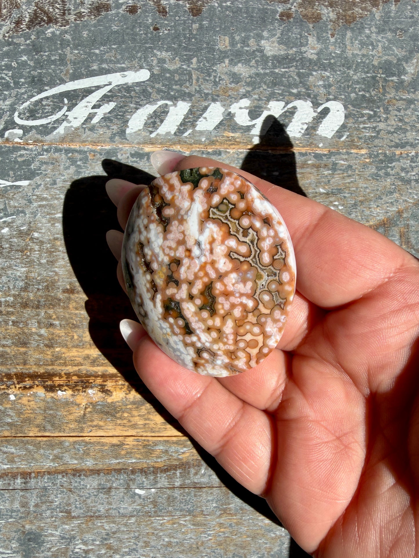 Gorgeous Authentic Ocean Jasper Palm Stone | Opt 2