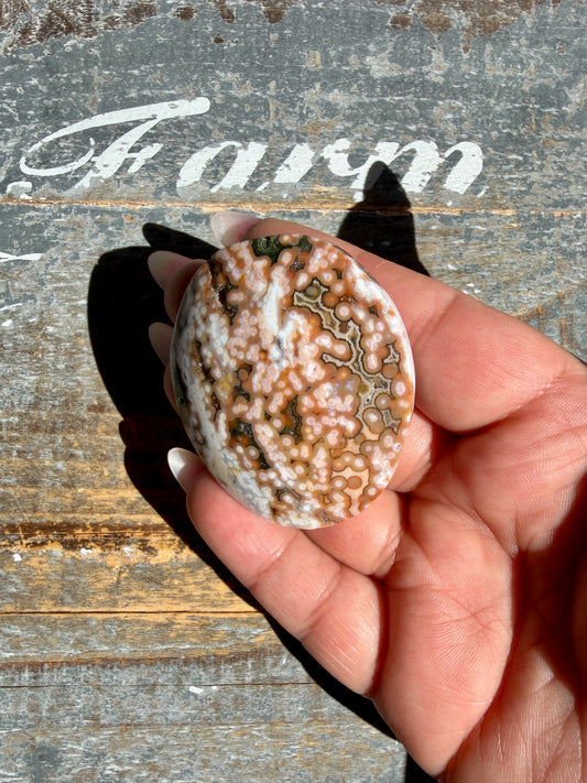 Gorgeous Authentic Ocean Jasper Palm Stone | Opt 2
