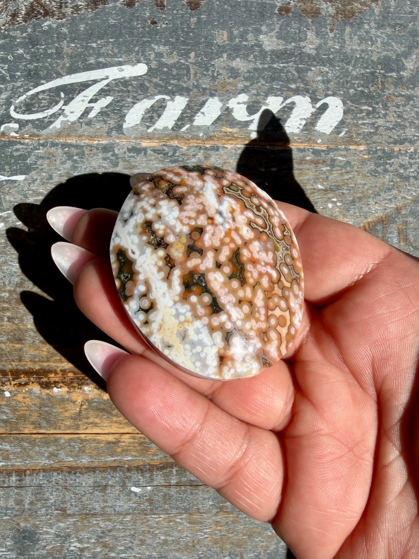 Gorgeous Authentic Ocean Jasper Palm Stone | Opt 2